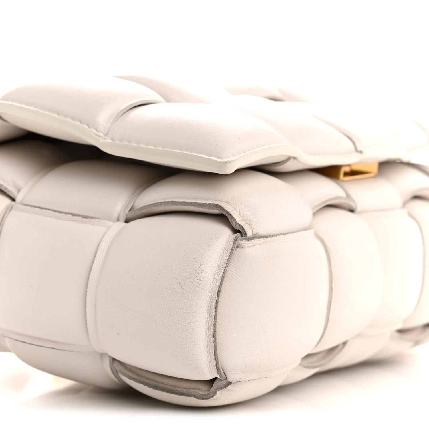 Nappa Maxi Intreccio Padded Cassette Crossbody Bag Chalk - Image 9