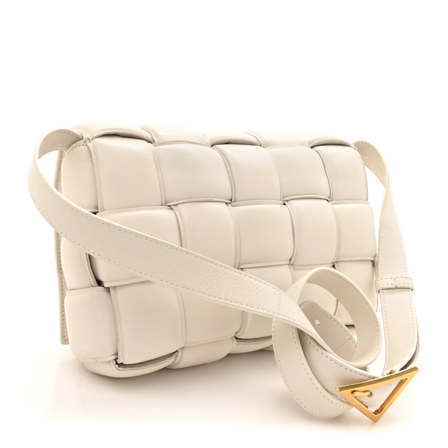 Nappa Maxi Intreccio Padded Cassette Crossbody Bag Chalk - Image 3