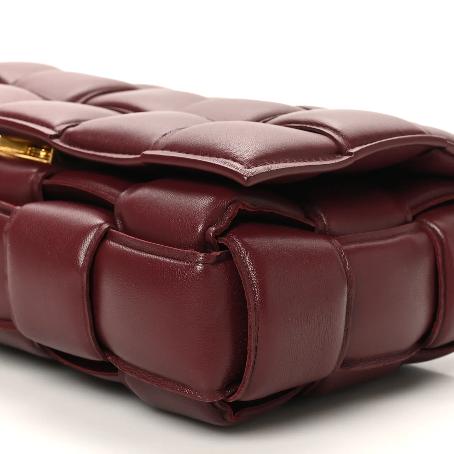 Nappa Maxi Intreccio Padded Cassette Crossbody Bag Dark Red - Image 9