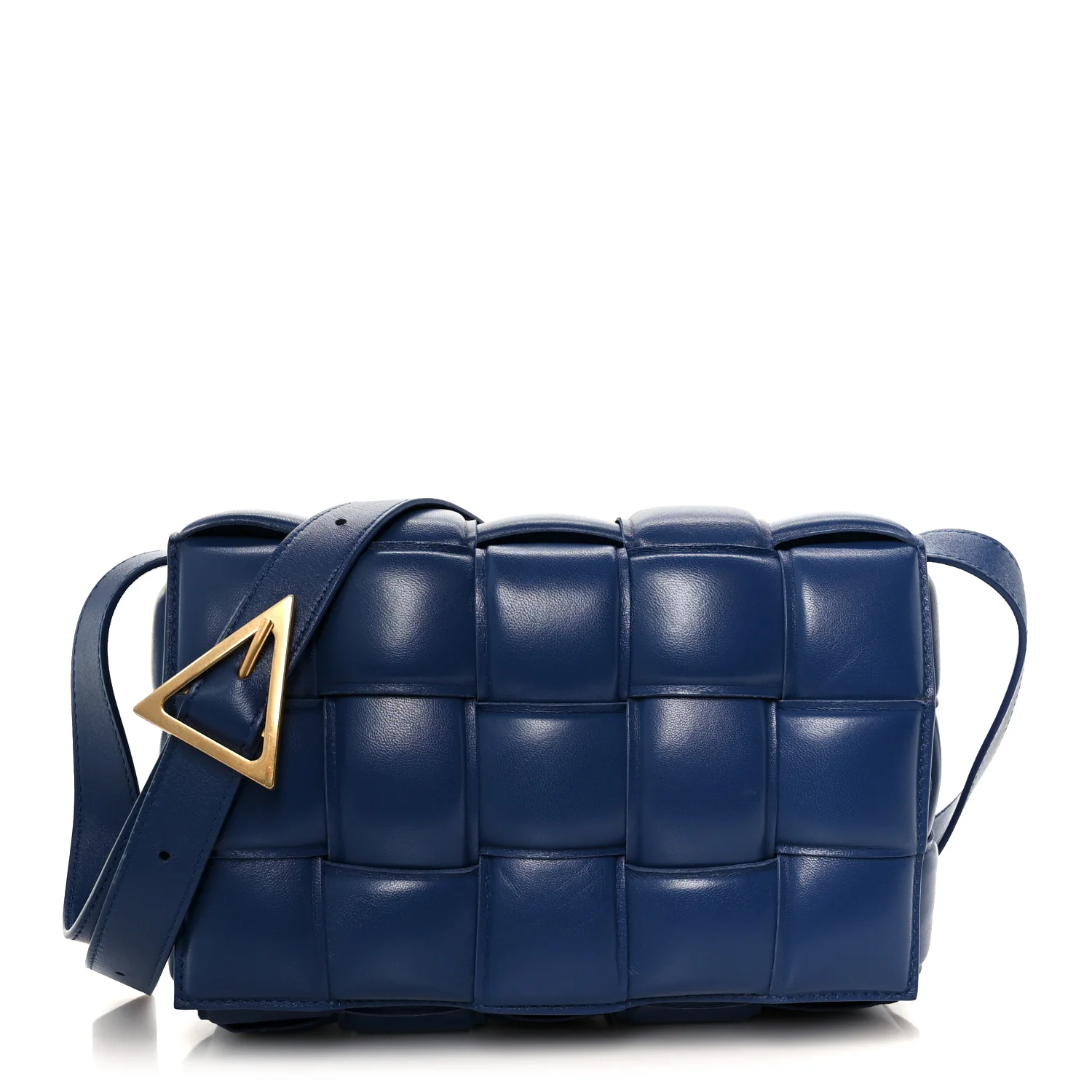 Nappa Maxi Intreccio Padded Cassette Crossbody Bag Deep Blue