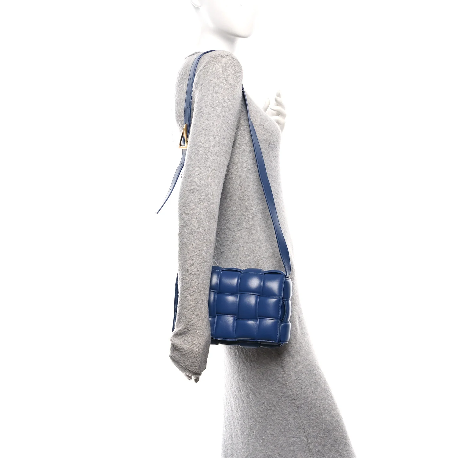 Nappa Maxi Intreccio Padded Cassette Crossbody Bag Deep Blue - Image 2