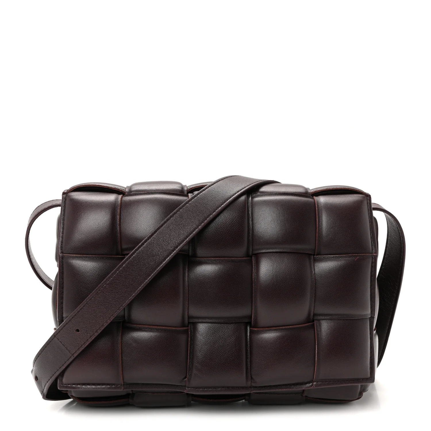 Nappa Maxi Intreccio Padded Cassette Crossbody Bag Grape
