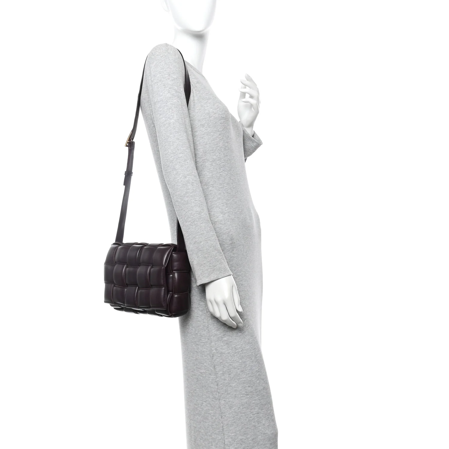 Nappa Maxi Intreccio Padded Cassette Crossbody Bag Grape - Image 2