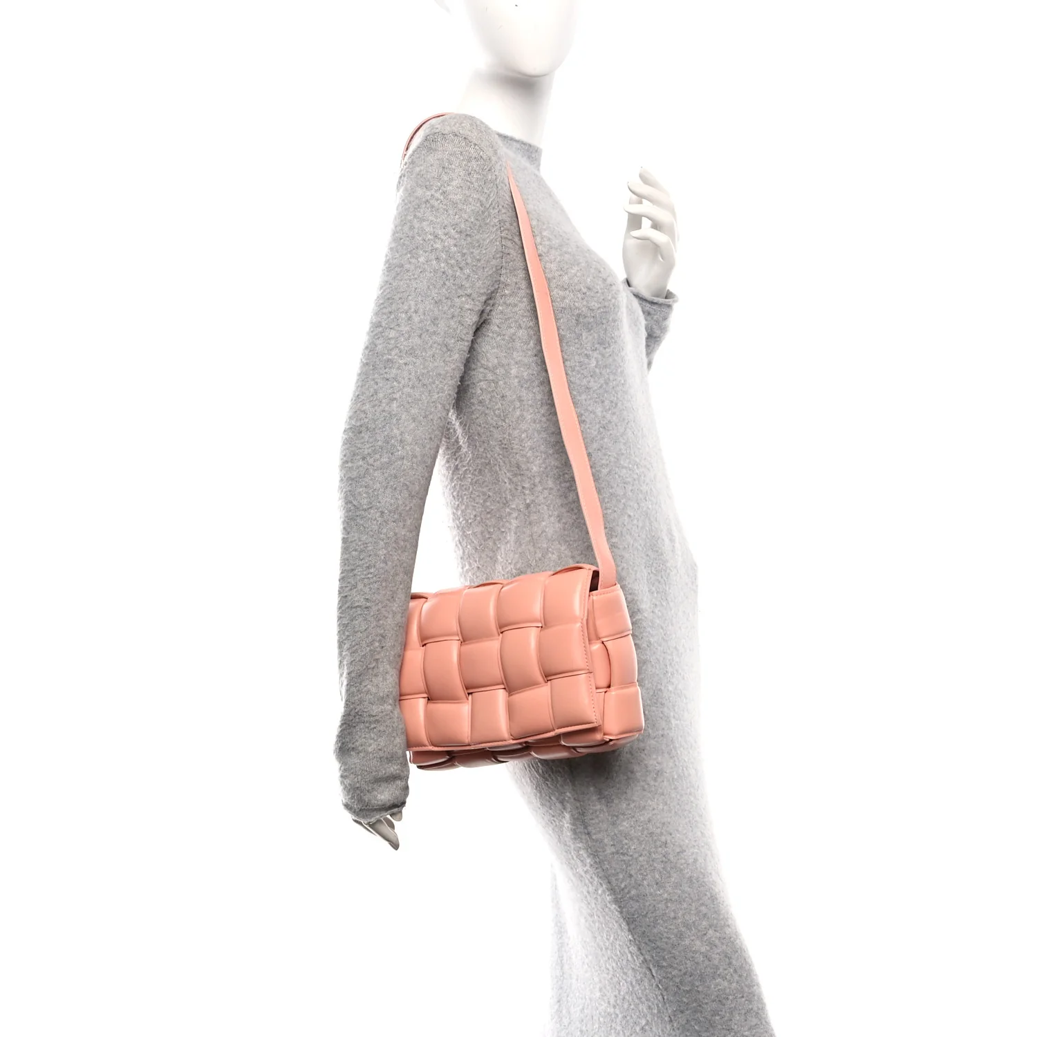 Nappa Maxi Intreccio Padded Cassette Crossbody Bag Peachy - Image 2