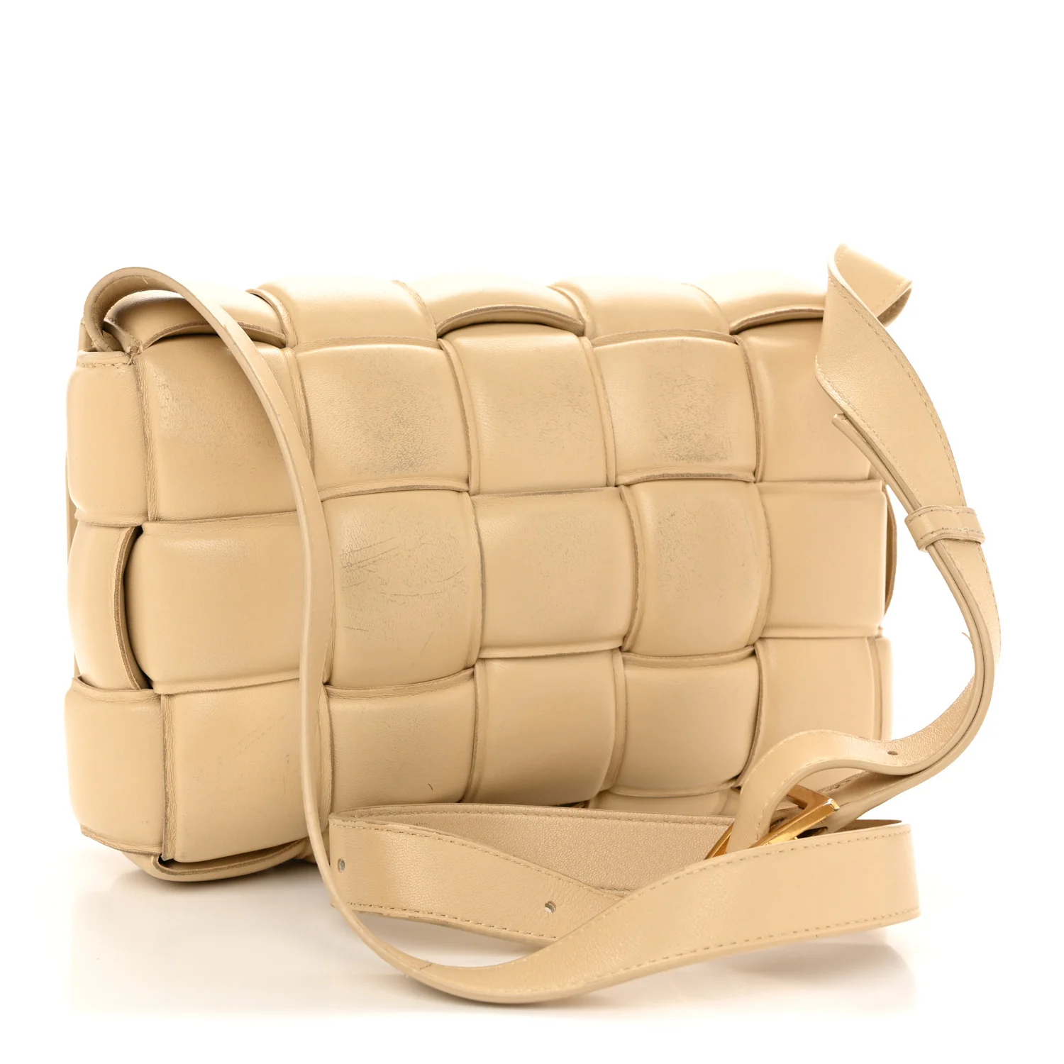 Nappa Maxi Intreccio Padded Cassette Crossbody Bag Porridge - Image 3