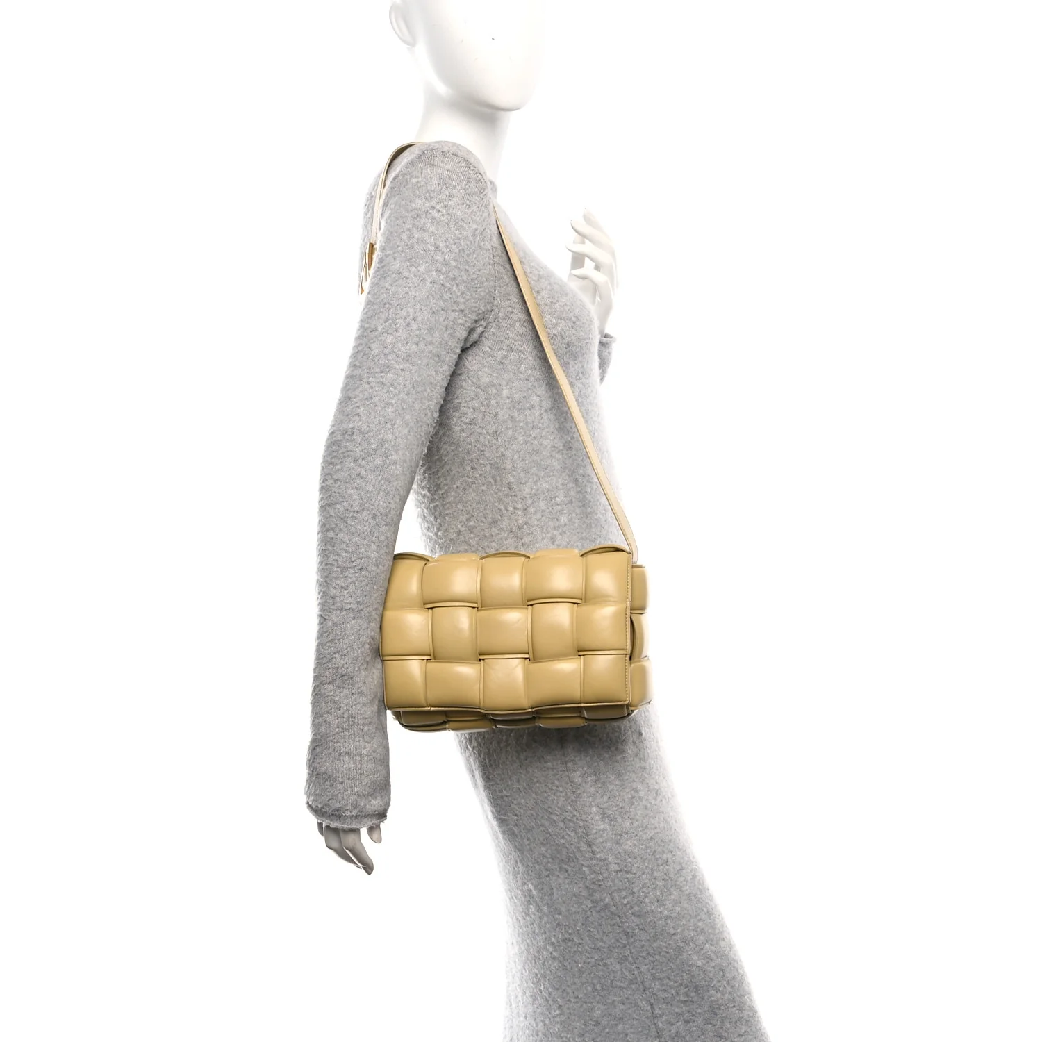 Nappa Maxi Intreccio Padded Cassette Crossbody Bag Tapioca - Image 2