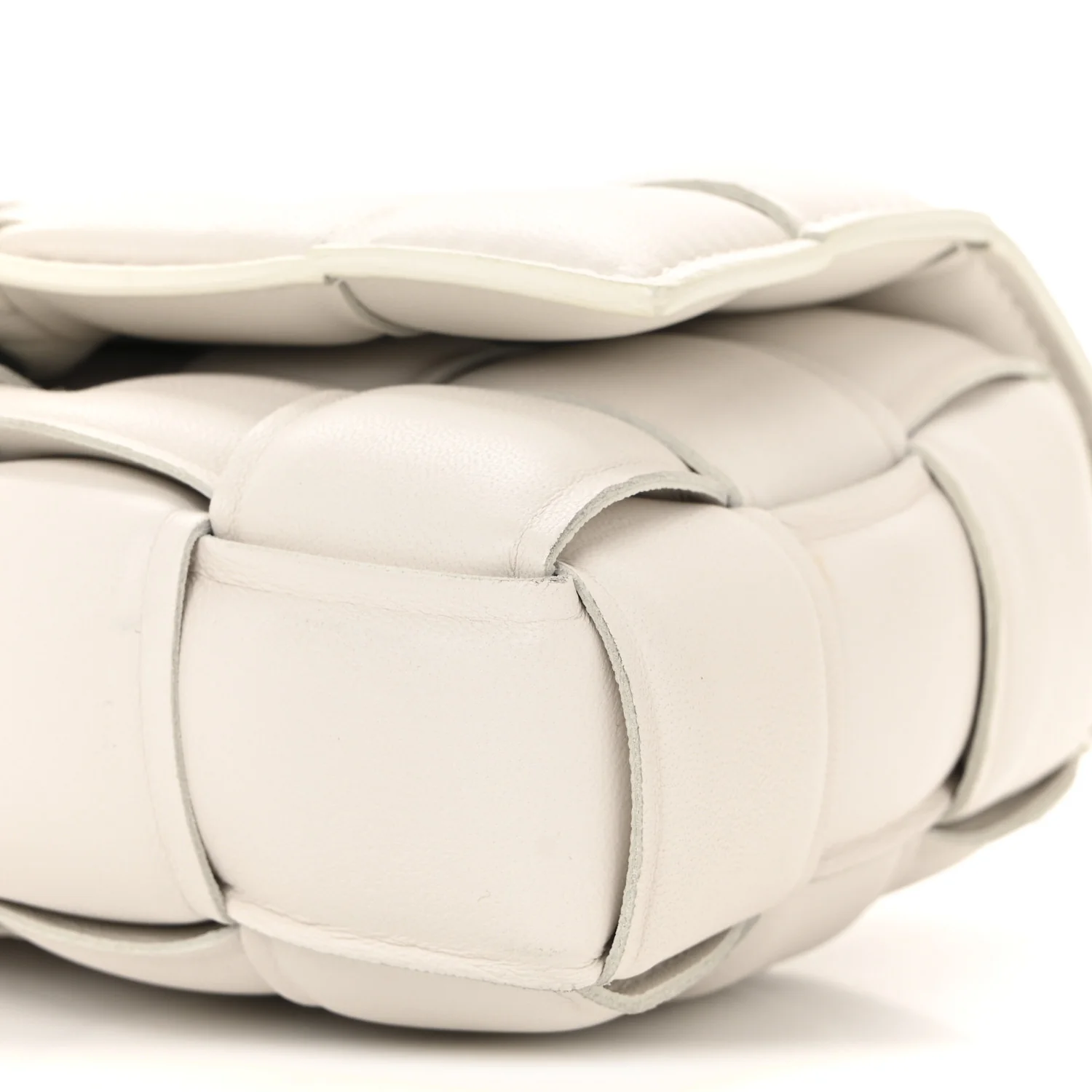 Nappa Maxi Intreccio Small Padded Cassette Crossbody Bag White - Image 10