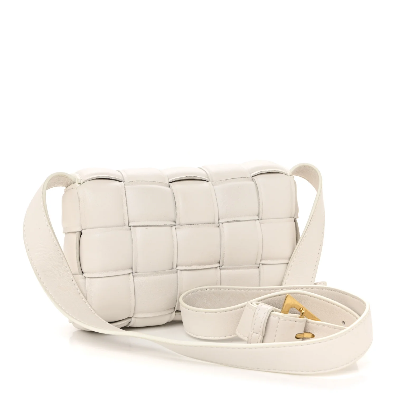 Nappa Maxi Intreccio Small Padded Cassette Crossbody Bag White - Image 3