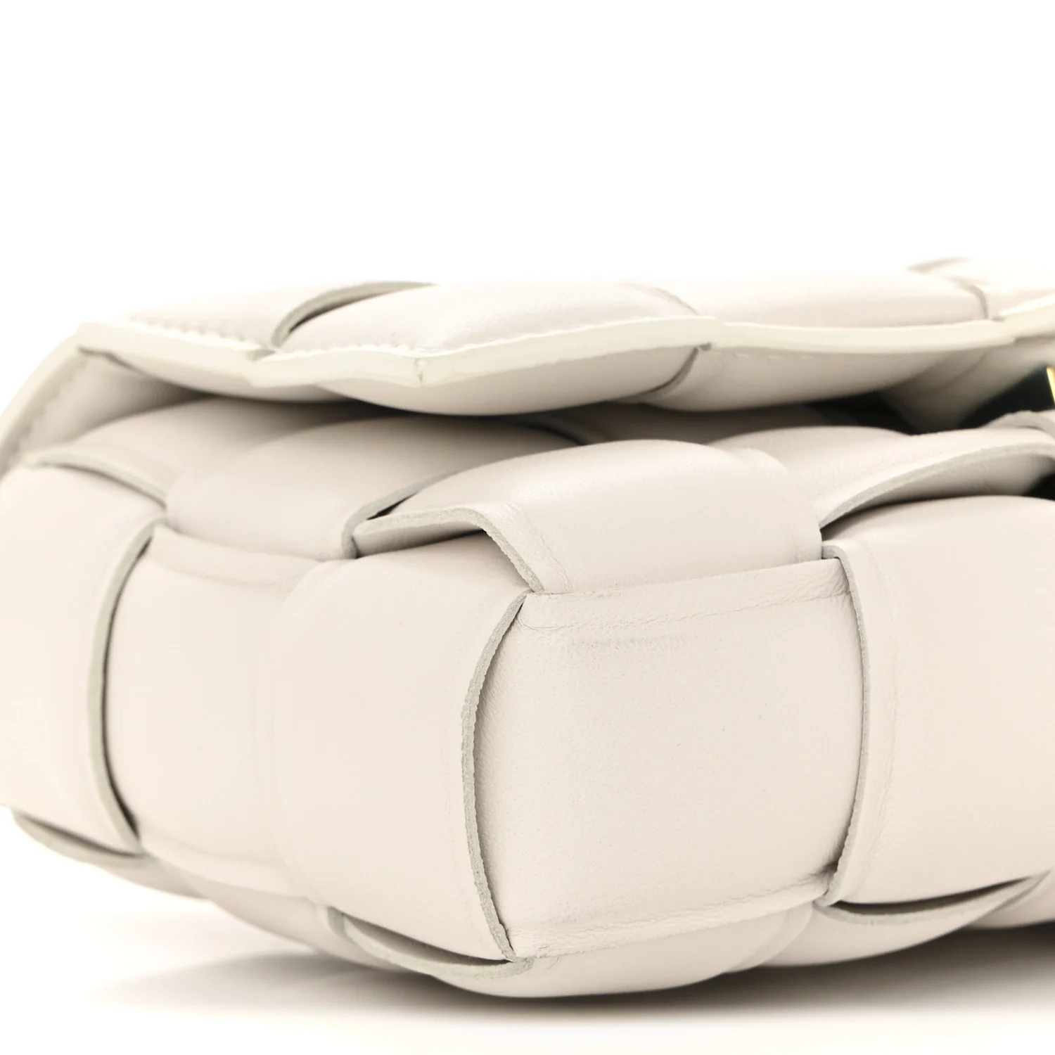 Nappa Maxi Intreccio Small Padded Cassette Crossbody Bag White - Image 9
