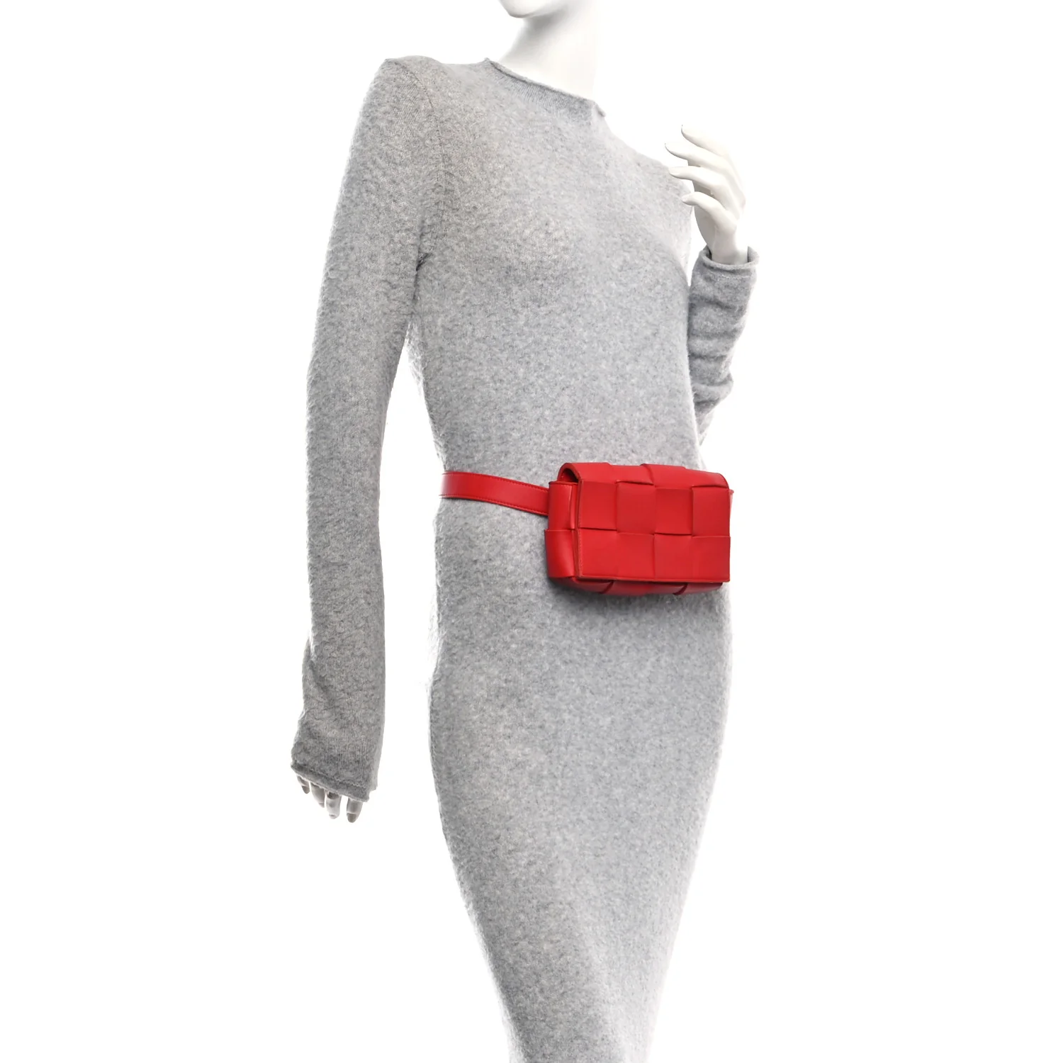 Nappa Maxi Intreccio The Belt Cassette Bag Bright Red - Image 2