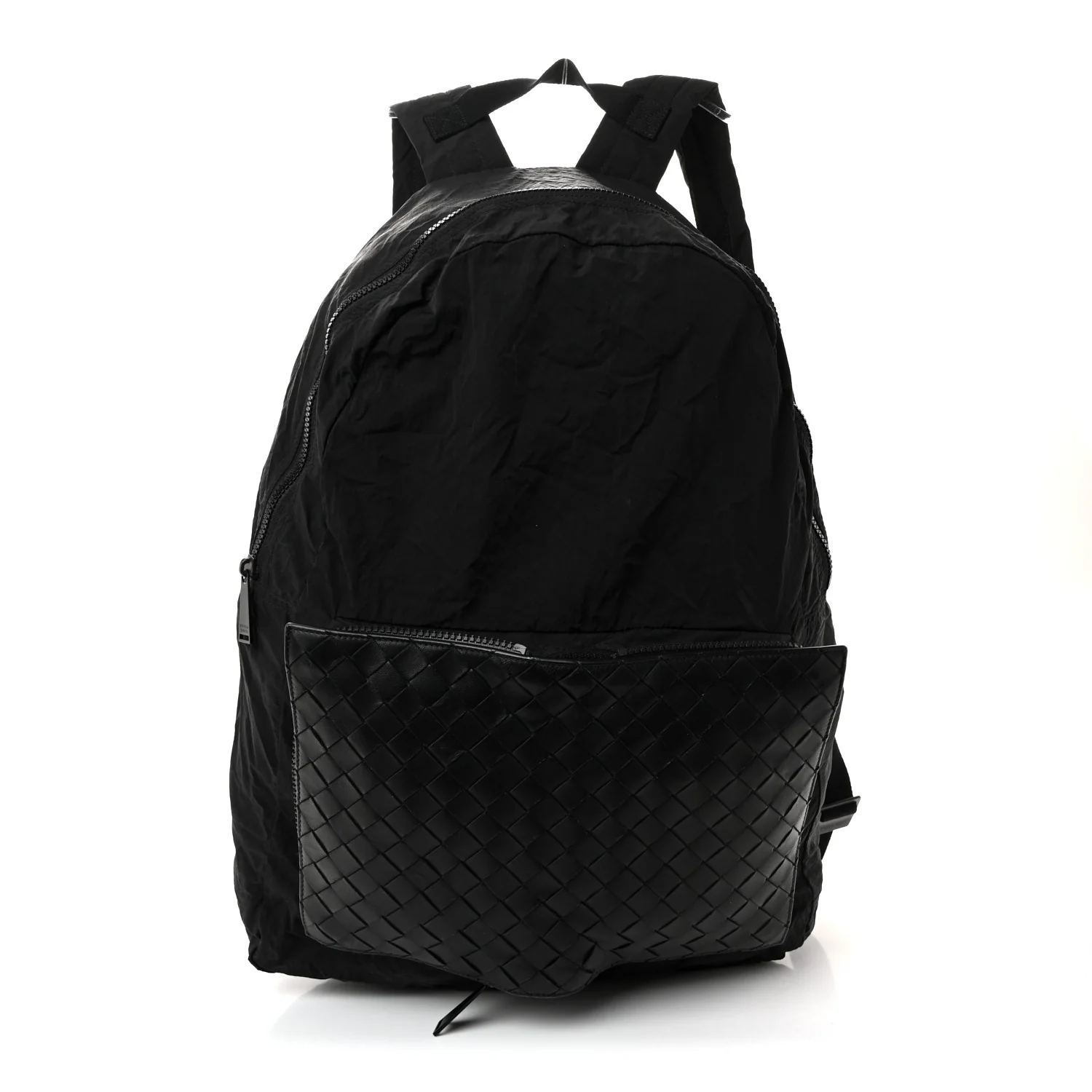 Nappa Nylon Intreccio Packable Backpack Black
