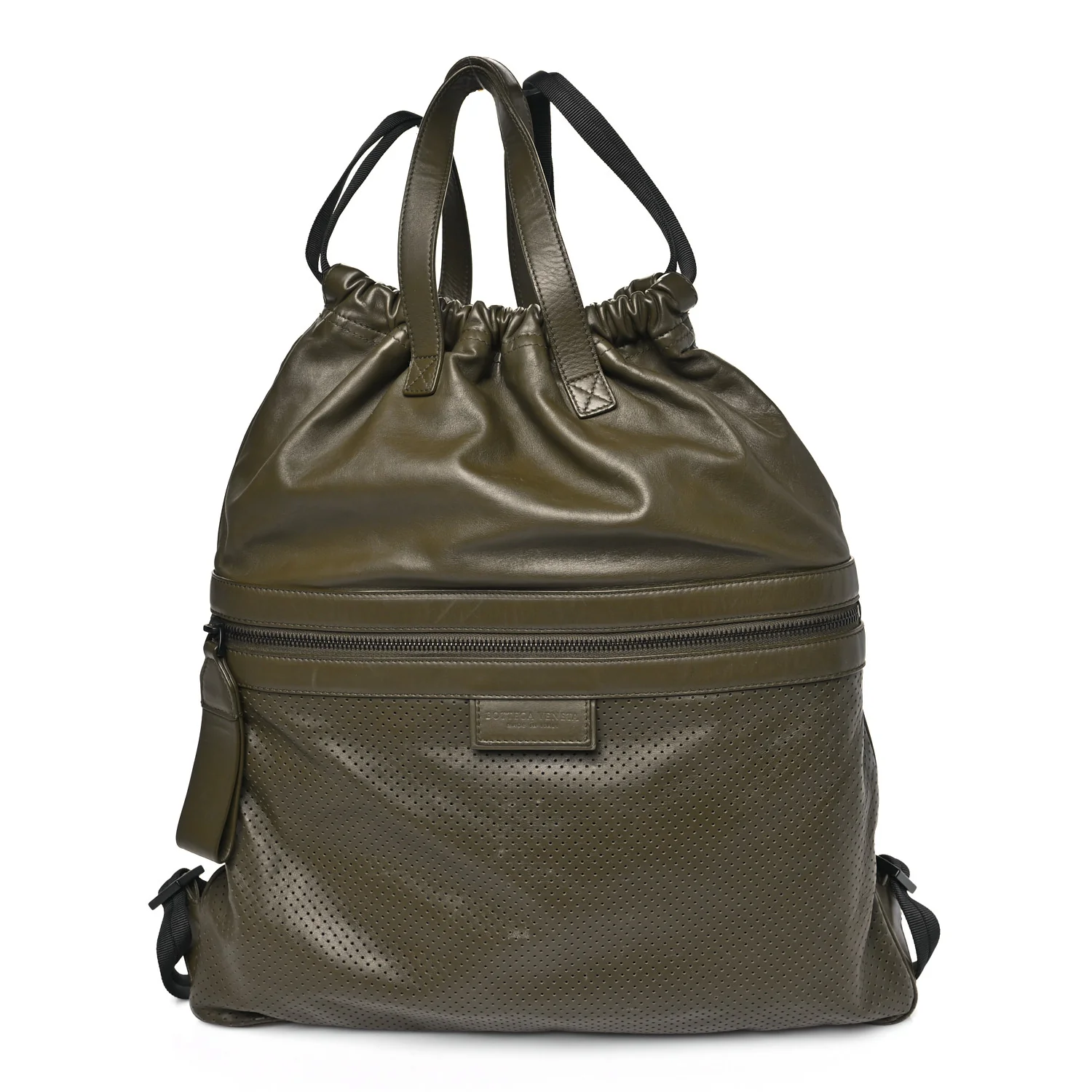 Nappa Perforated Leggero Drawstring Backpack Mustard