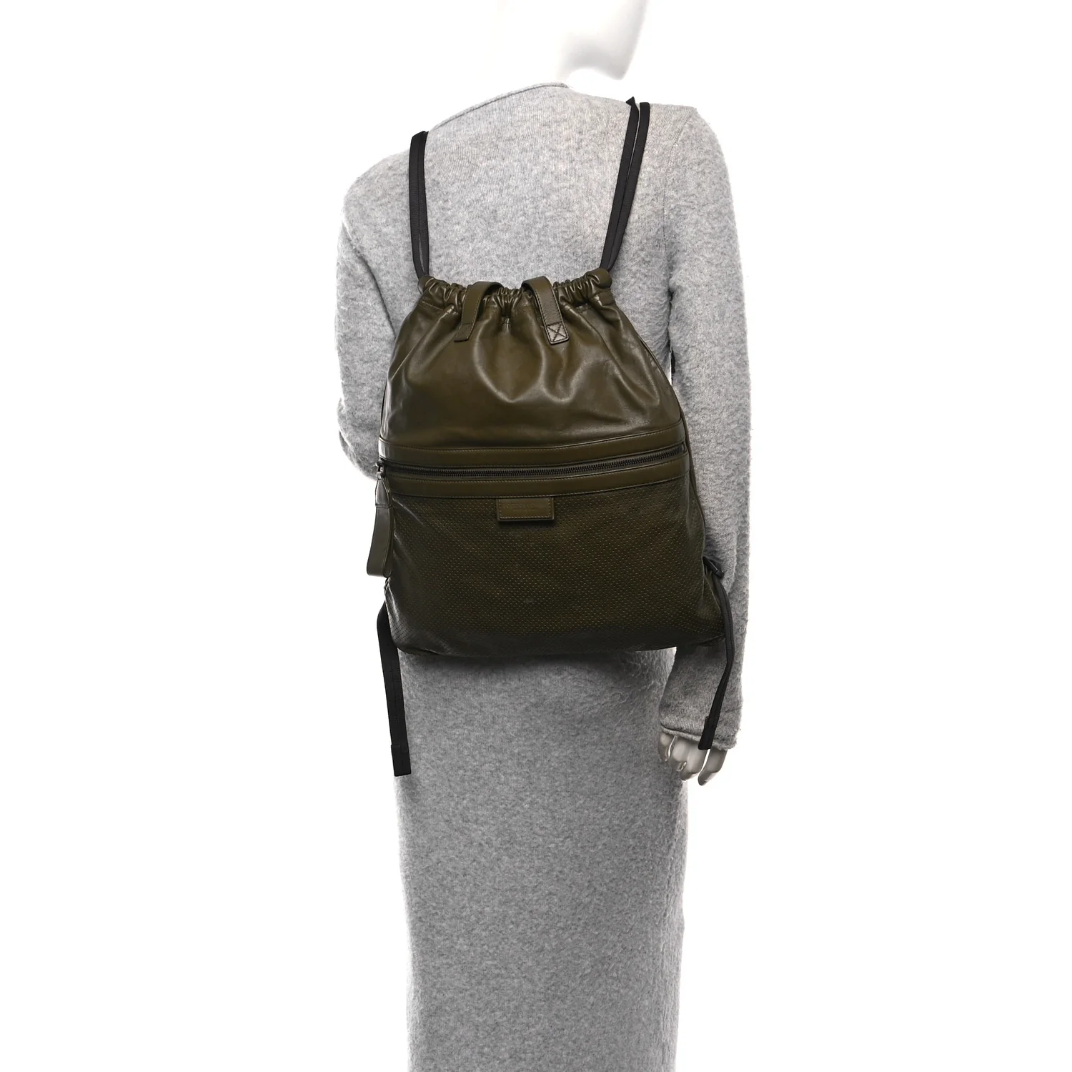 Nappa Perforated Leggero Drawstring Backpack Mustard - Image 2