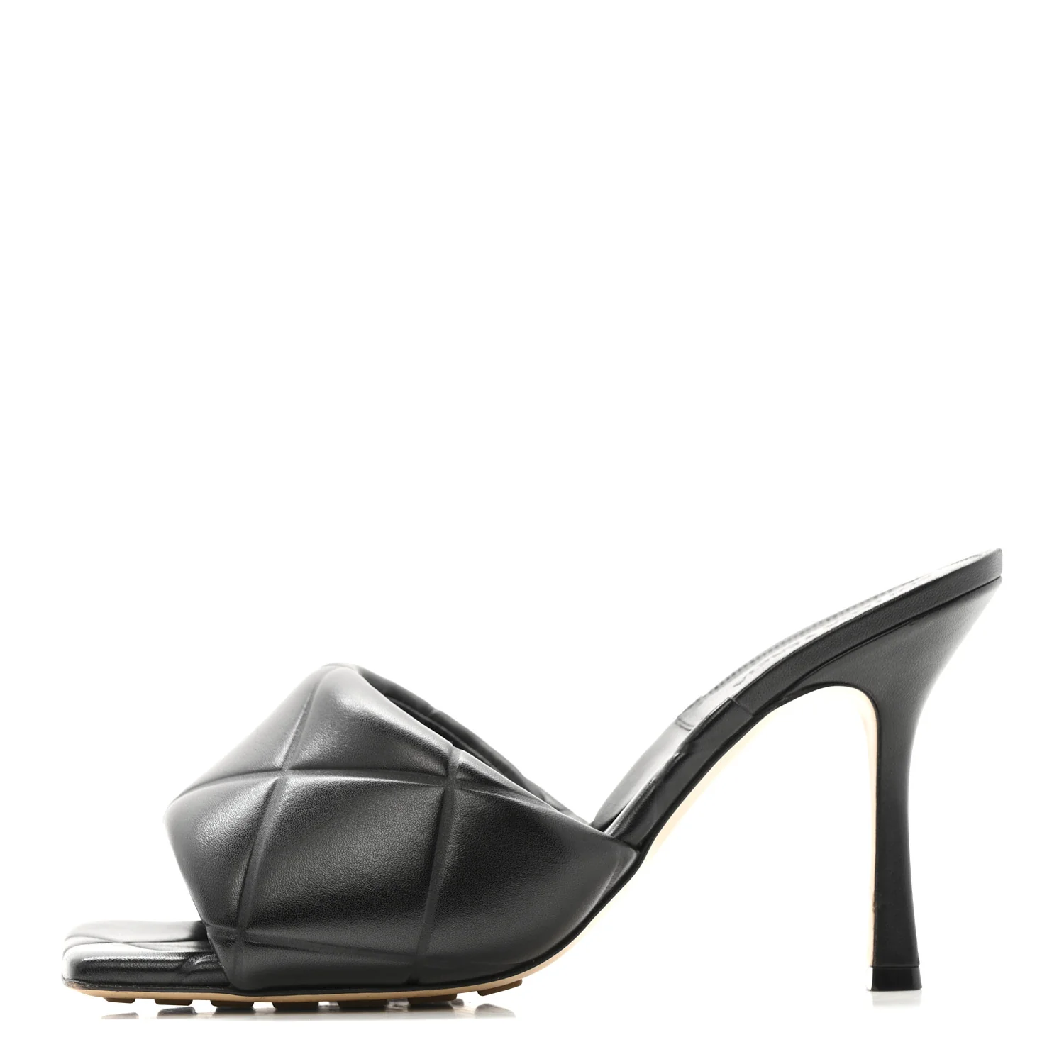 Nappa Quilted Rubber Lido Mule Sandals 40 Black