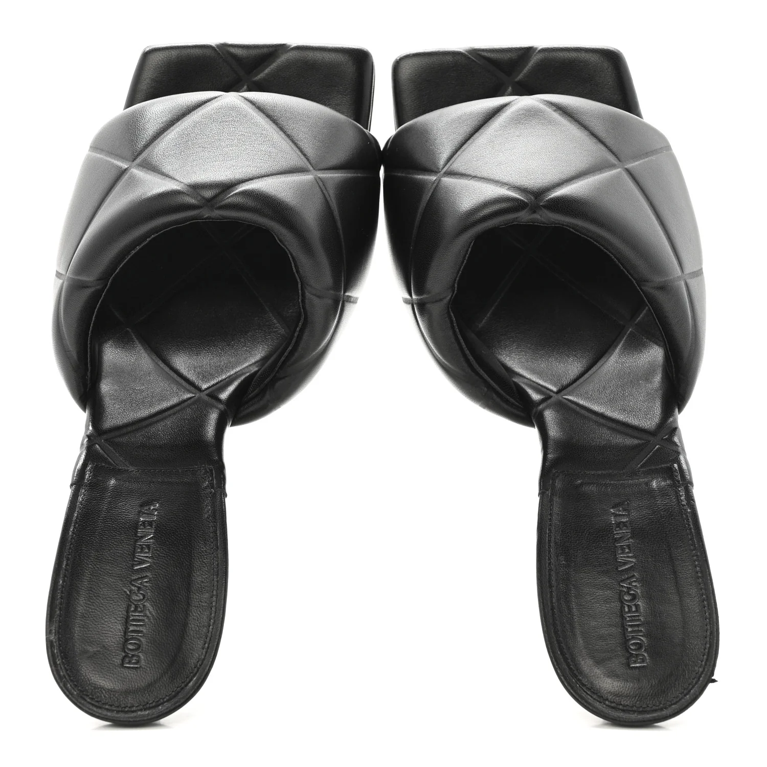 Nappa Quilted Rubber Lido Mule Sandals 40 Black - Image 2