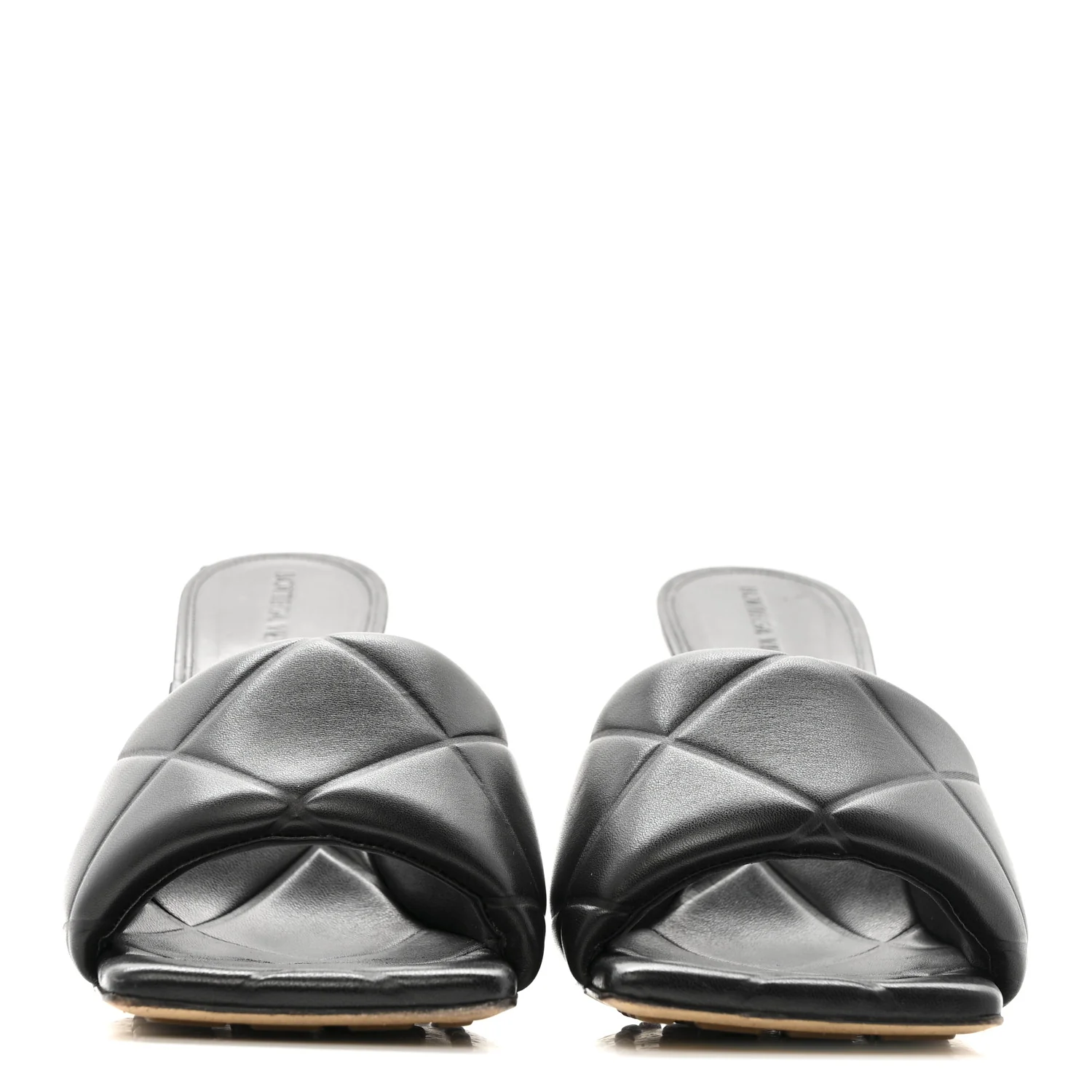Nappa Quilted Rubber Lido Mule Sandals 40 Black - Image 3