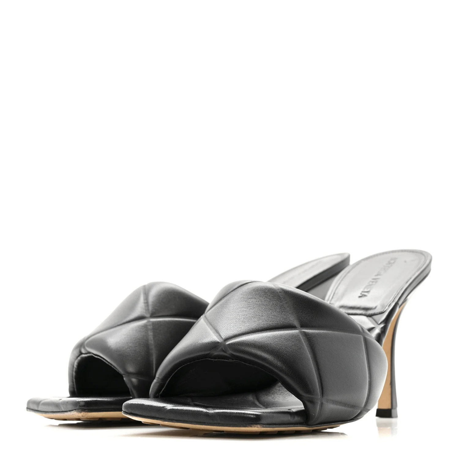 Nappa Quilted Rubber Lido Mule Sandals 40 Black - Image 4