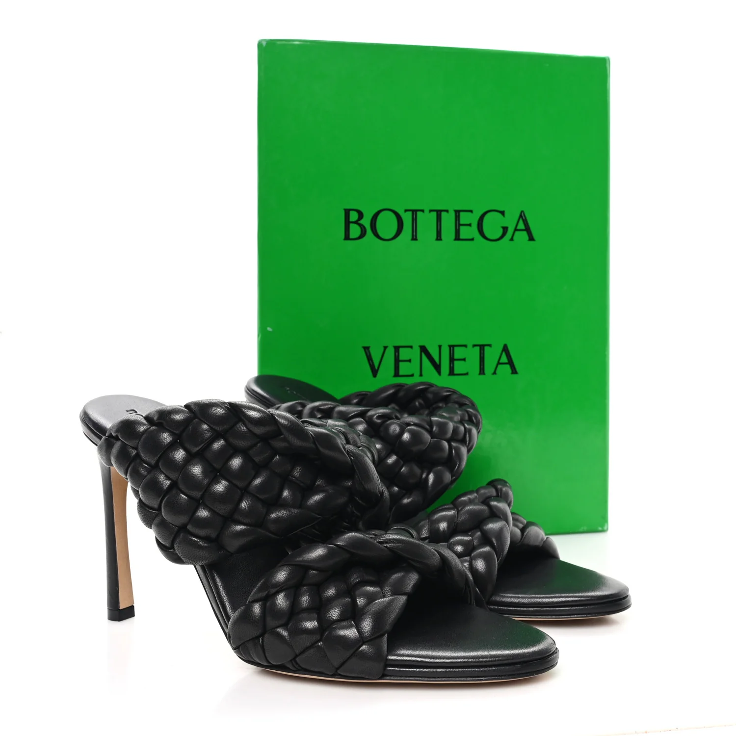 Nappa Twisted Padded Intrecciato Curve Slide Sandals 40 Black - Image 9