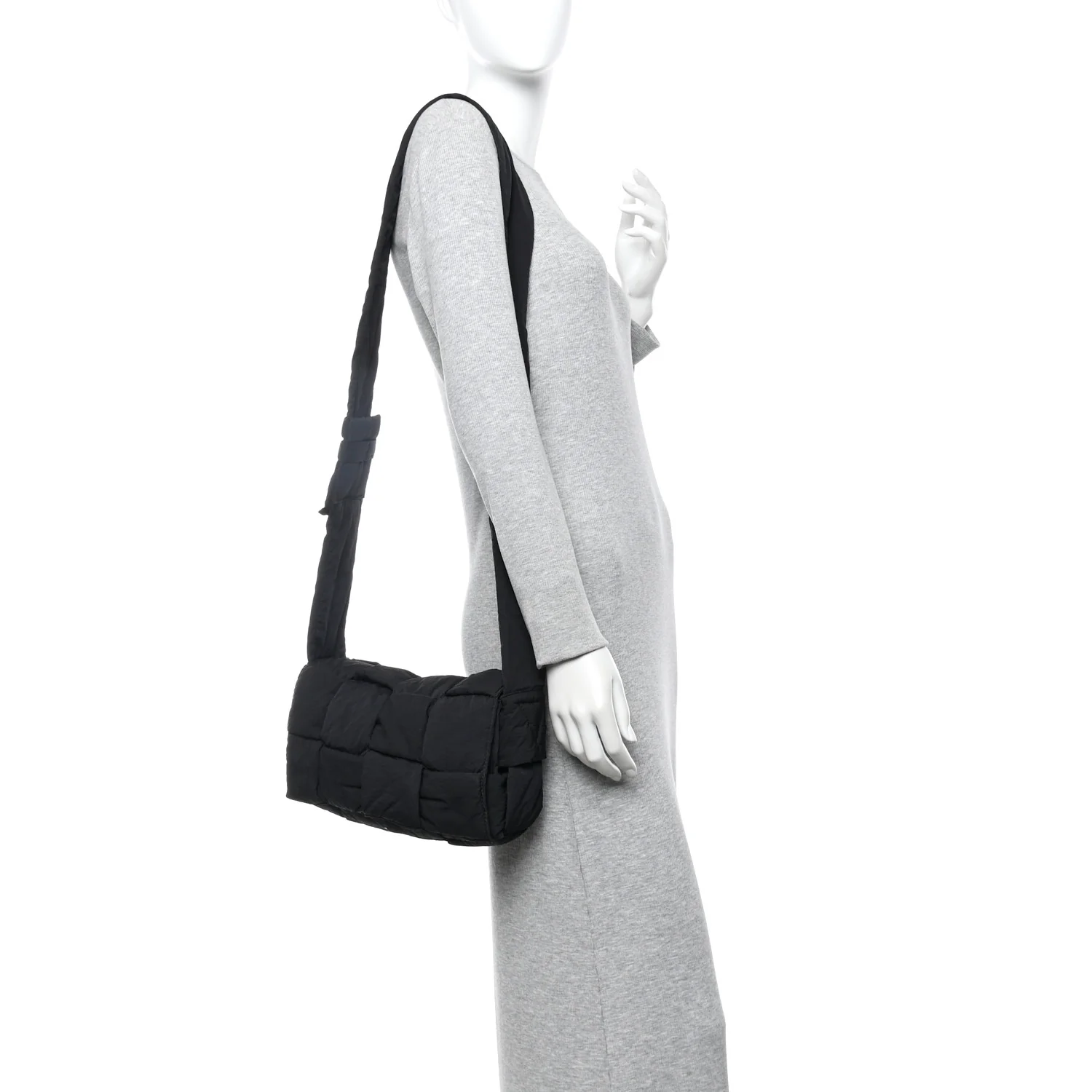 Nylon Intrecciato Padded Tech Cassette Bag Black - Image 3