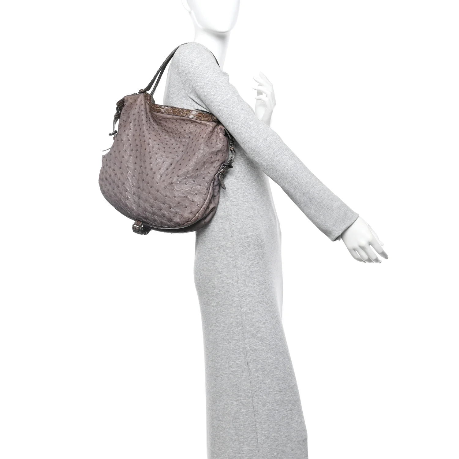 Ostrich Crocodile Shoulder Bag Purple - Image 2
