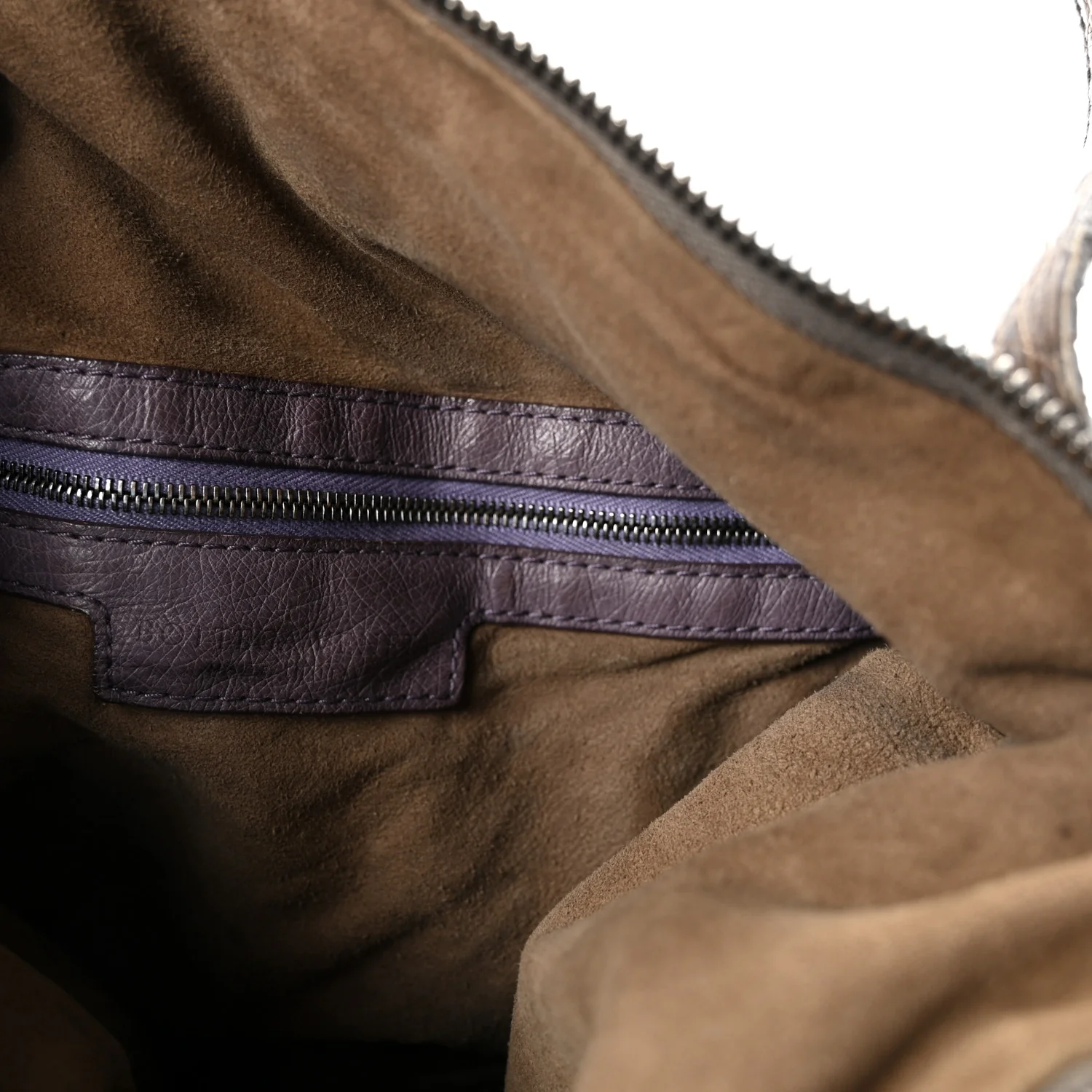 Ostrich Crocodile Shoulder Bag Purple - Image 6