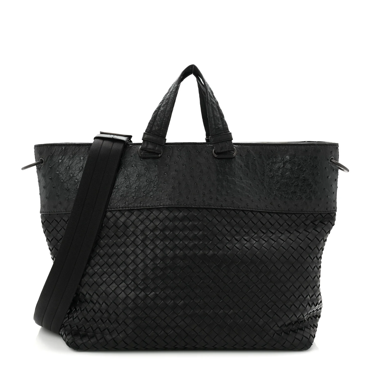 Ostrich Nappa Intrecciato Tote Black