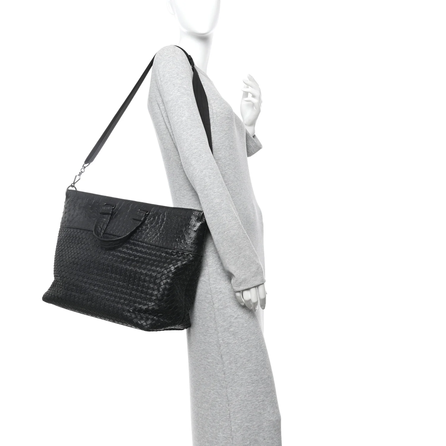 Ostrich Nappa Intrecciato Tote Black - Image 2