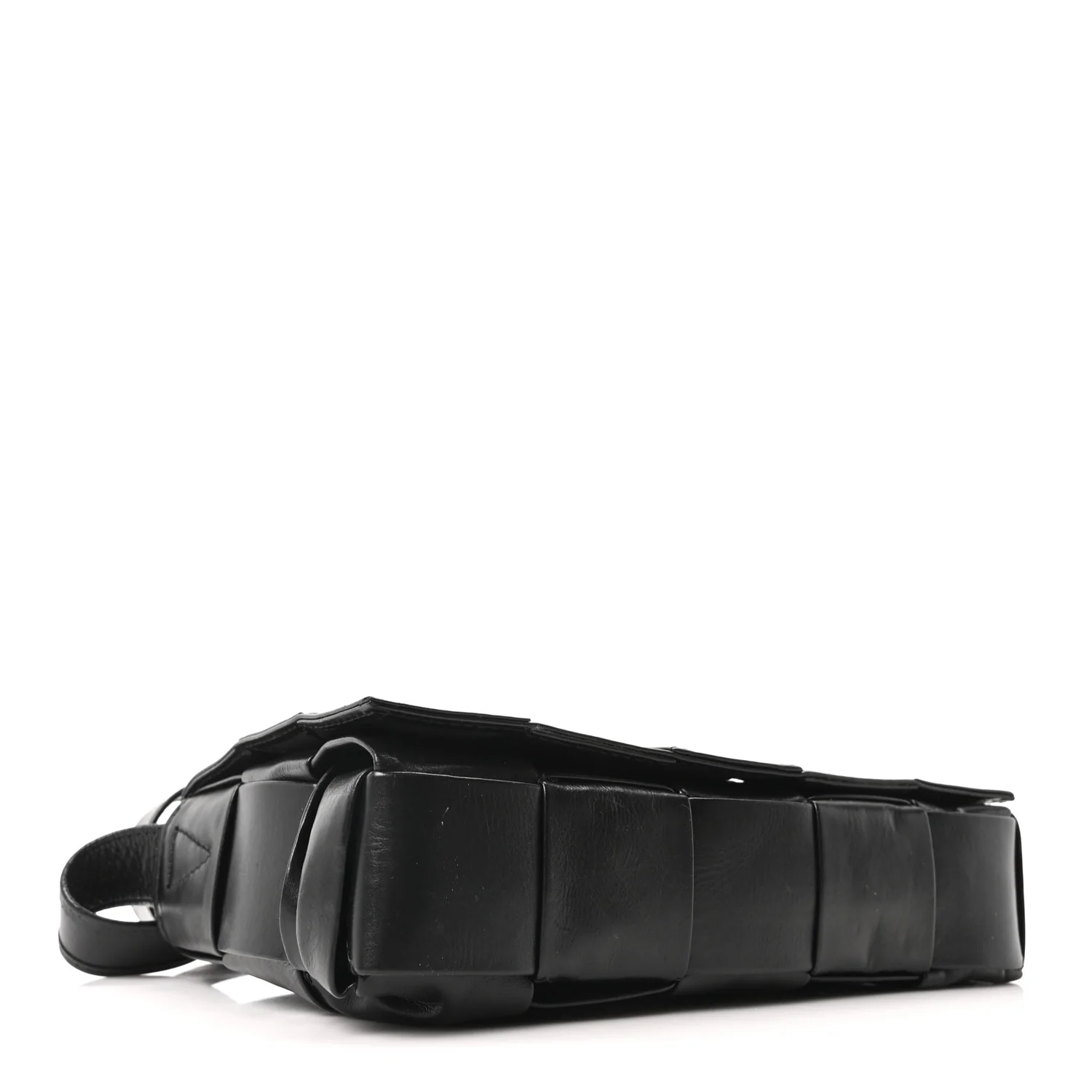 Paper Calfskin Maxi Intreccio Cassette Crossbody Bag Black - Image 4