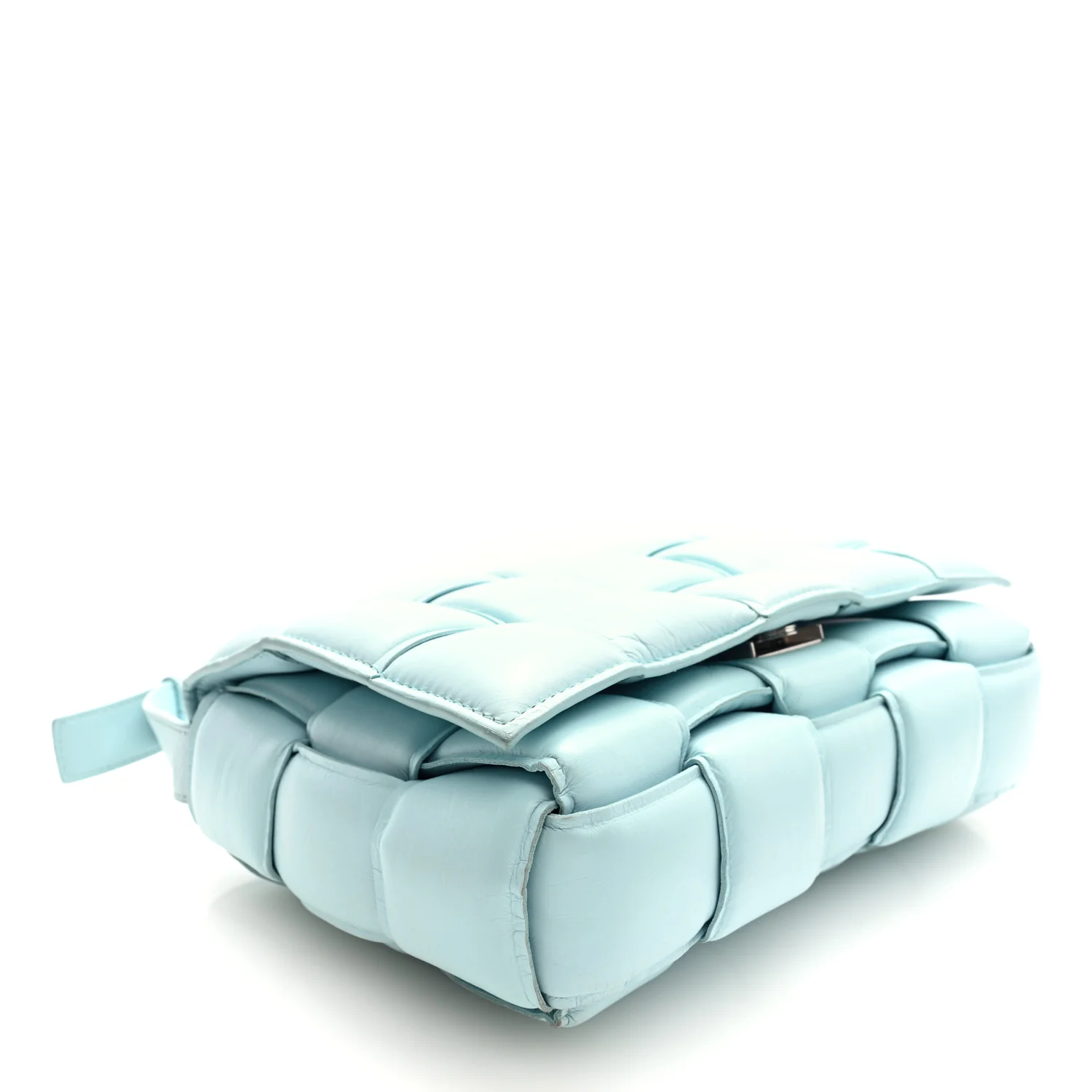 Paper Calfskin Maxi Intreccio Padded Cassette Crossbody Bag Ice - Image 4