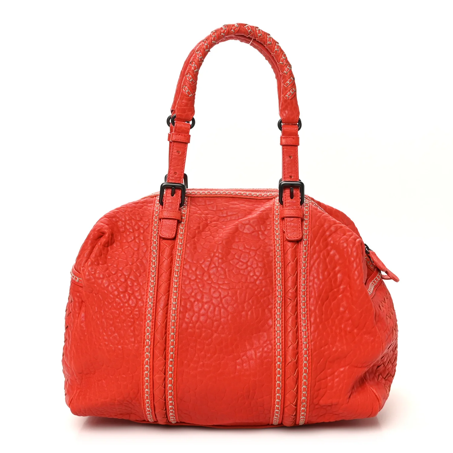 Pebbled Lambskin Top Handle Satchel Vesuvio
