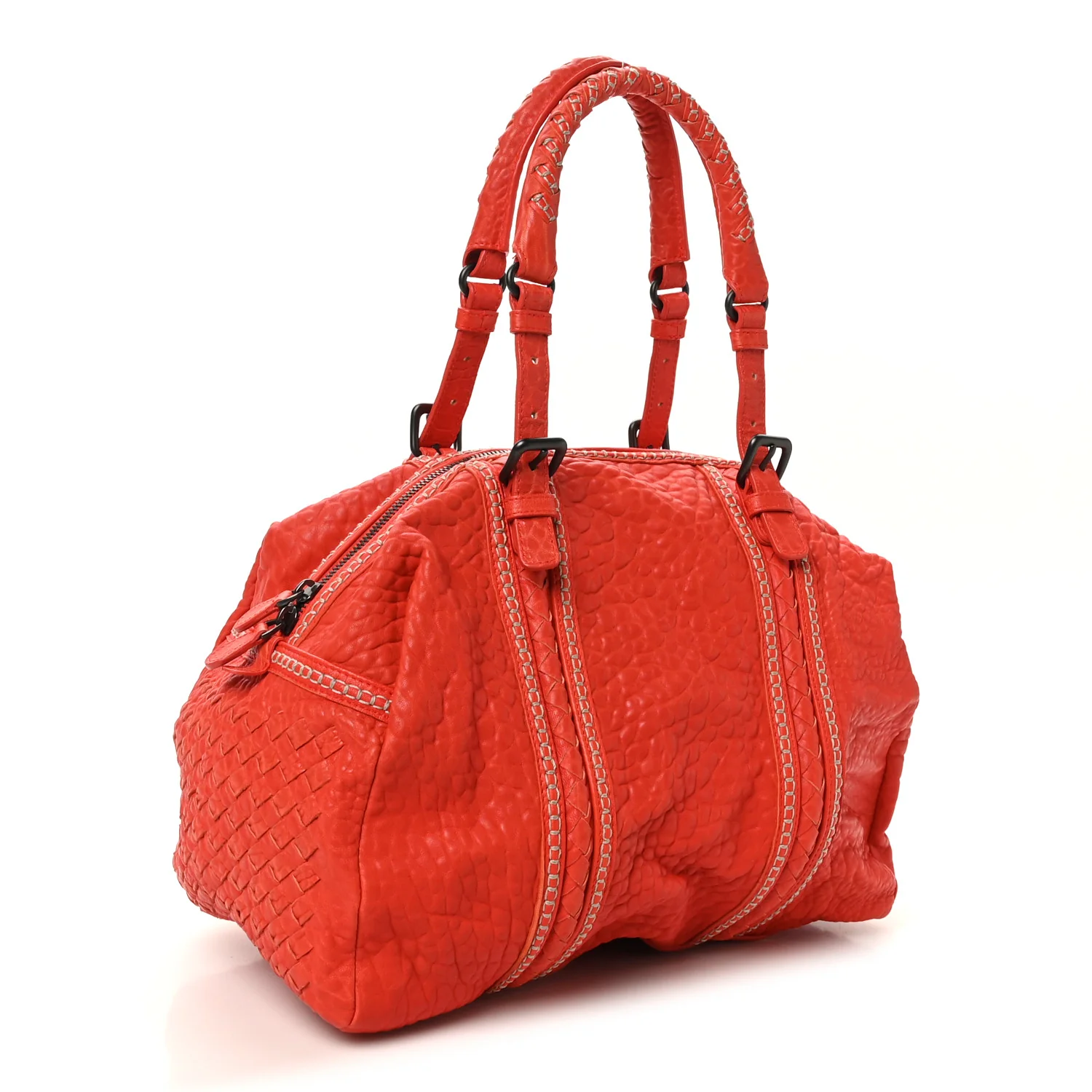 Pebbled Lambskin Top Handle Satchel Vesuvio - Image 3