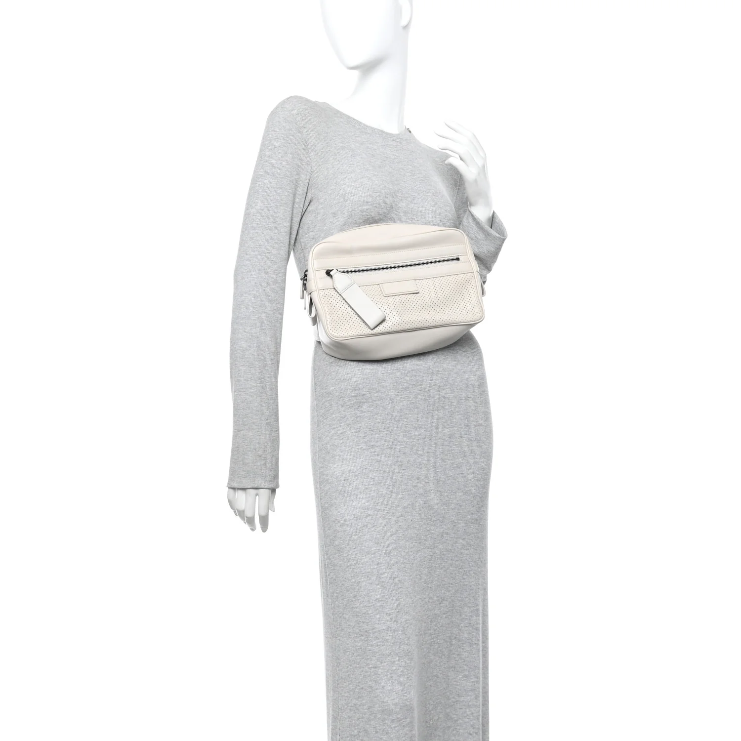 Perforated Calfskin Leggero Intrecciato Belt Bag Mist Plaster - Image 2