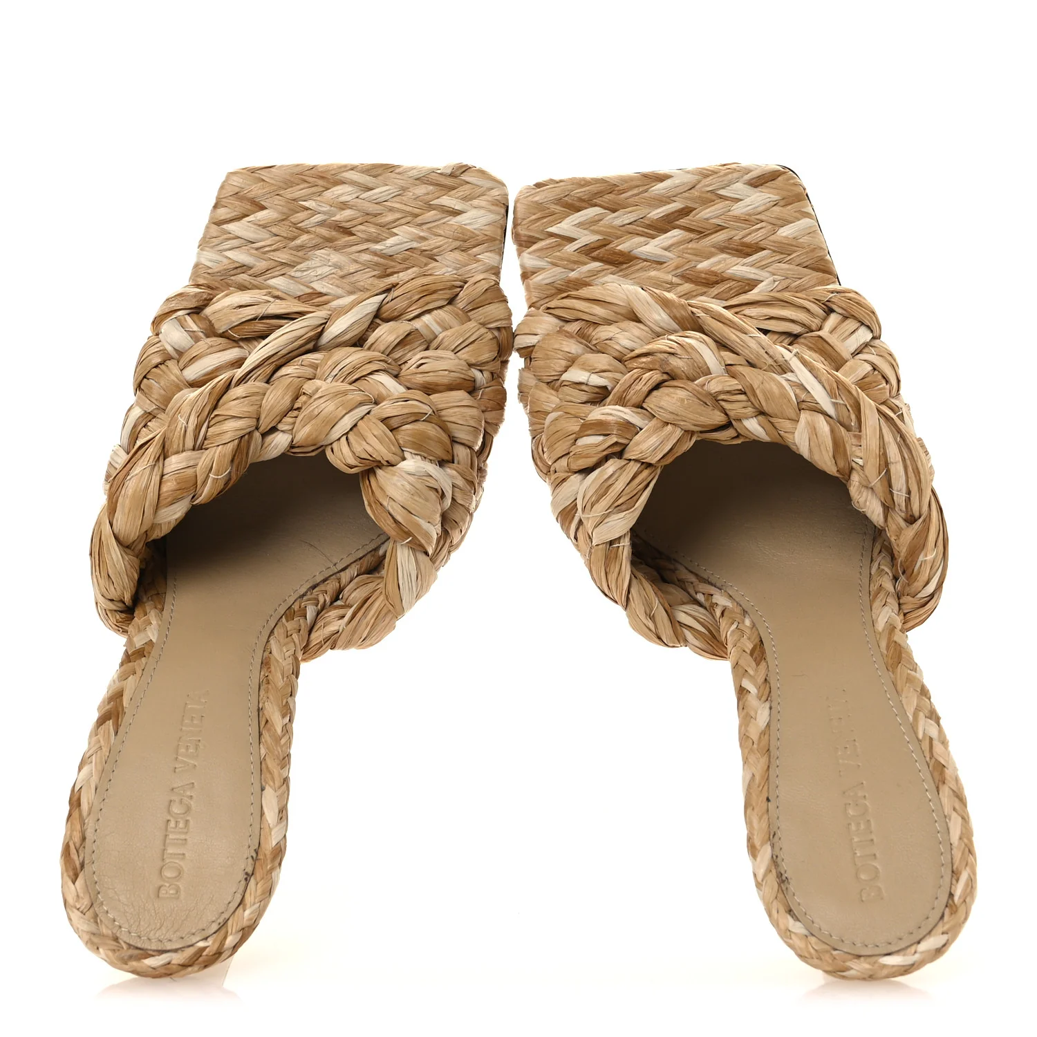 Raffia Twisted Intrecciato Stretch Mule Sandals 36 Macadamia - Image 2