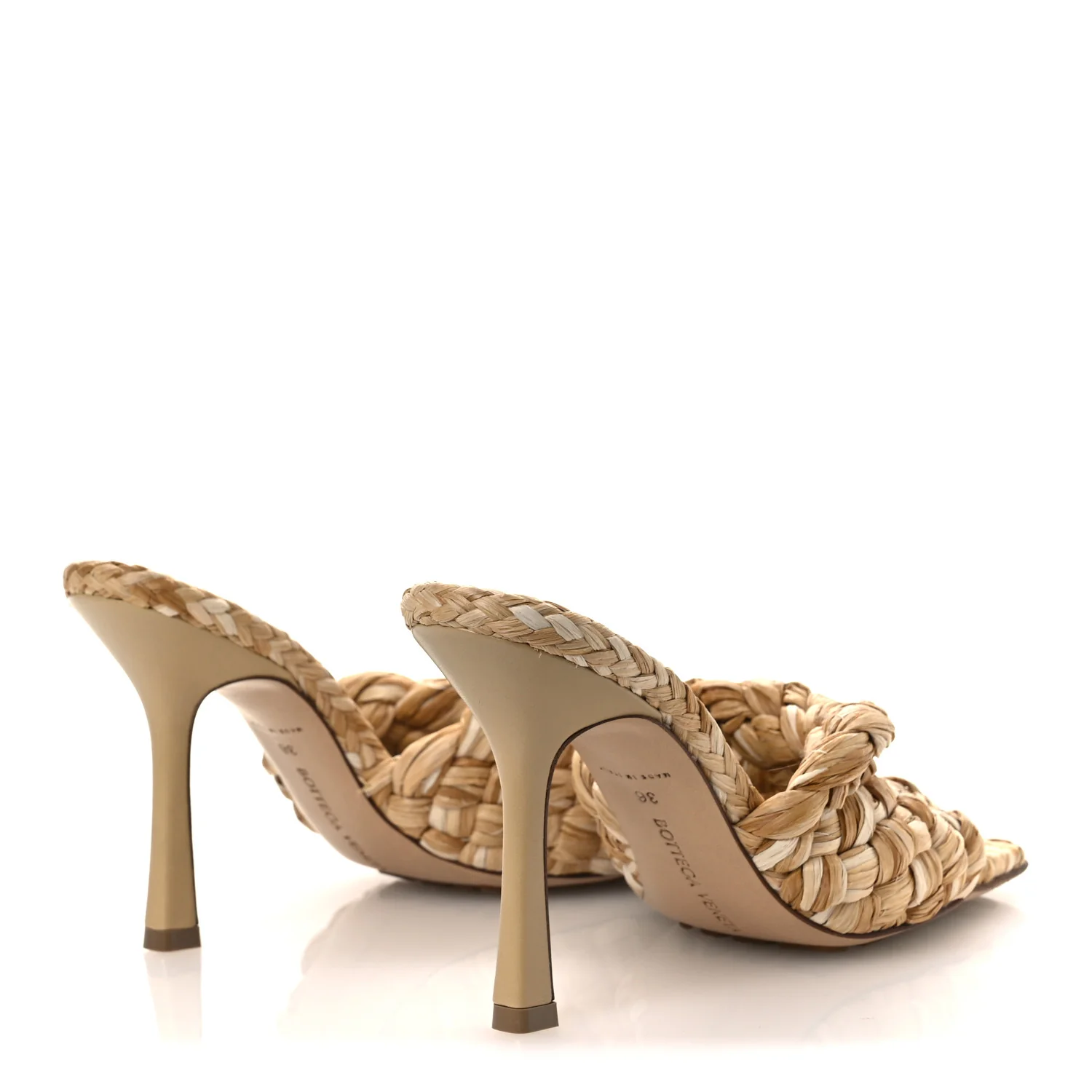 Raffia Twisted Intrecciato Stretch Mule Sandals 36 Macadamia - Image 5