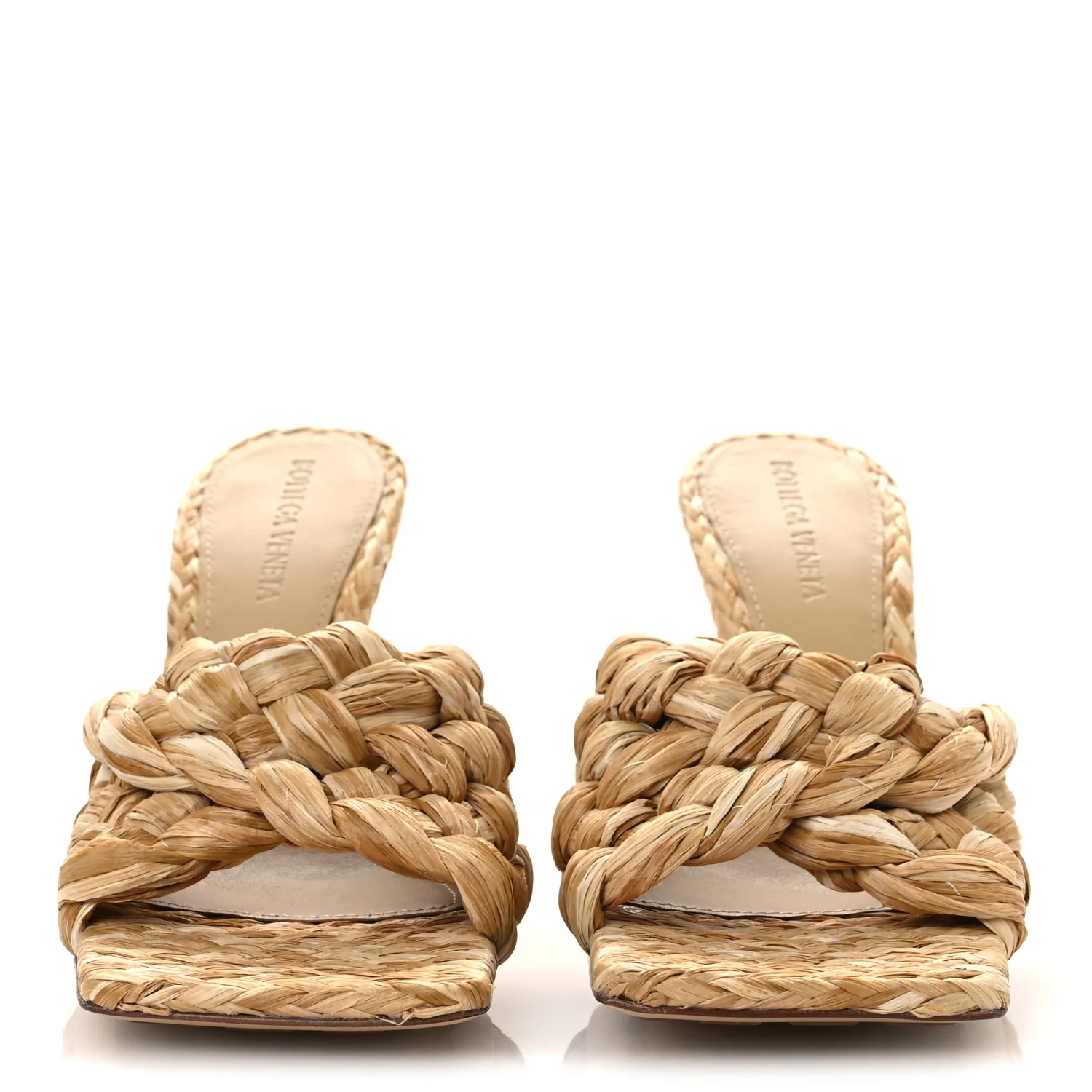 Raffia Twisted Intrecciato Stretch Mule Sandals 36 Macadamia - Image 3