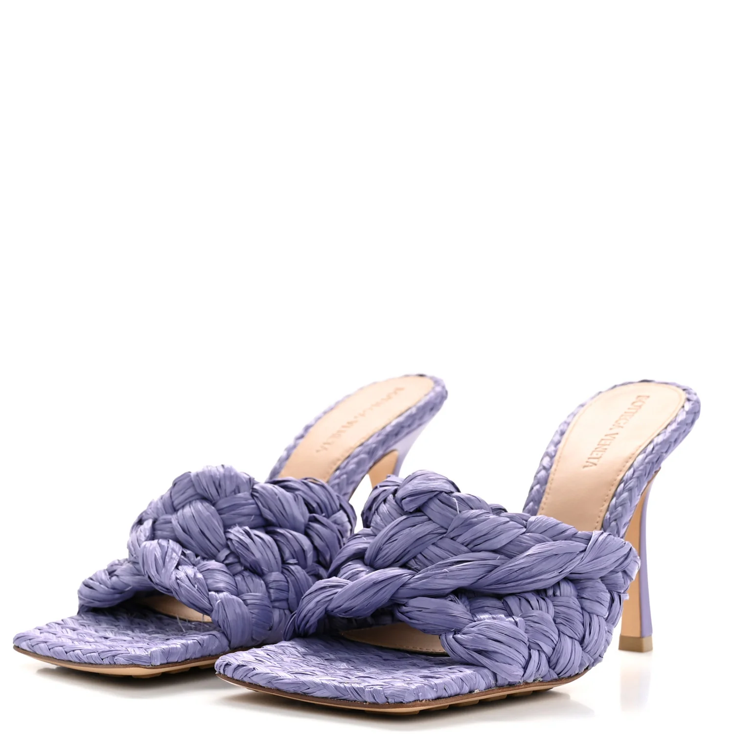 Raffia Twisted Intrecciato Stretch Mule Sandals 37 Lavender - Image 4