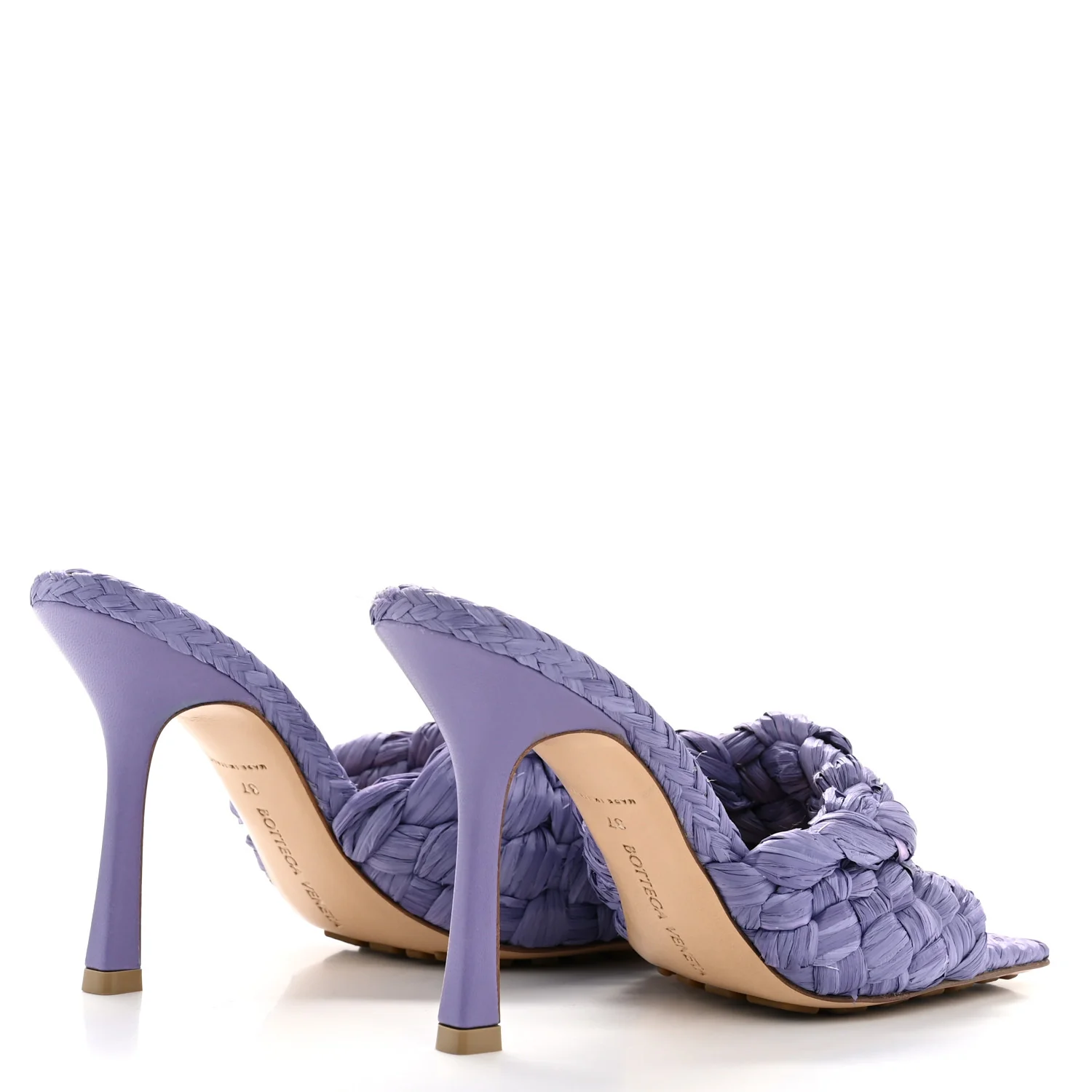 Raffia Twisted Intrecciato Stretch Mule Sandals 37 Lavender - Image 5