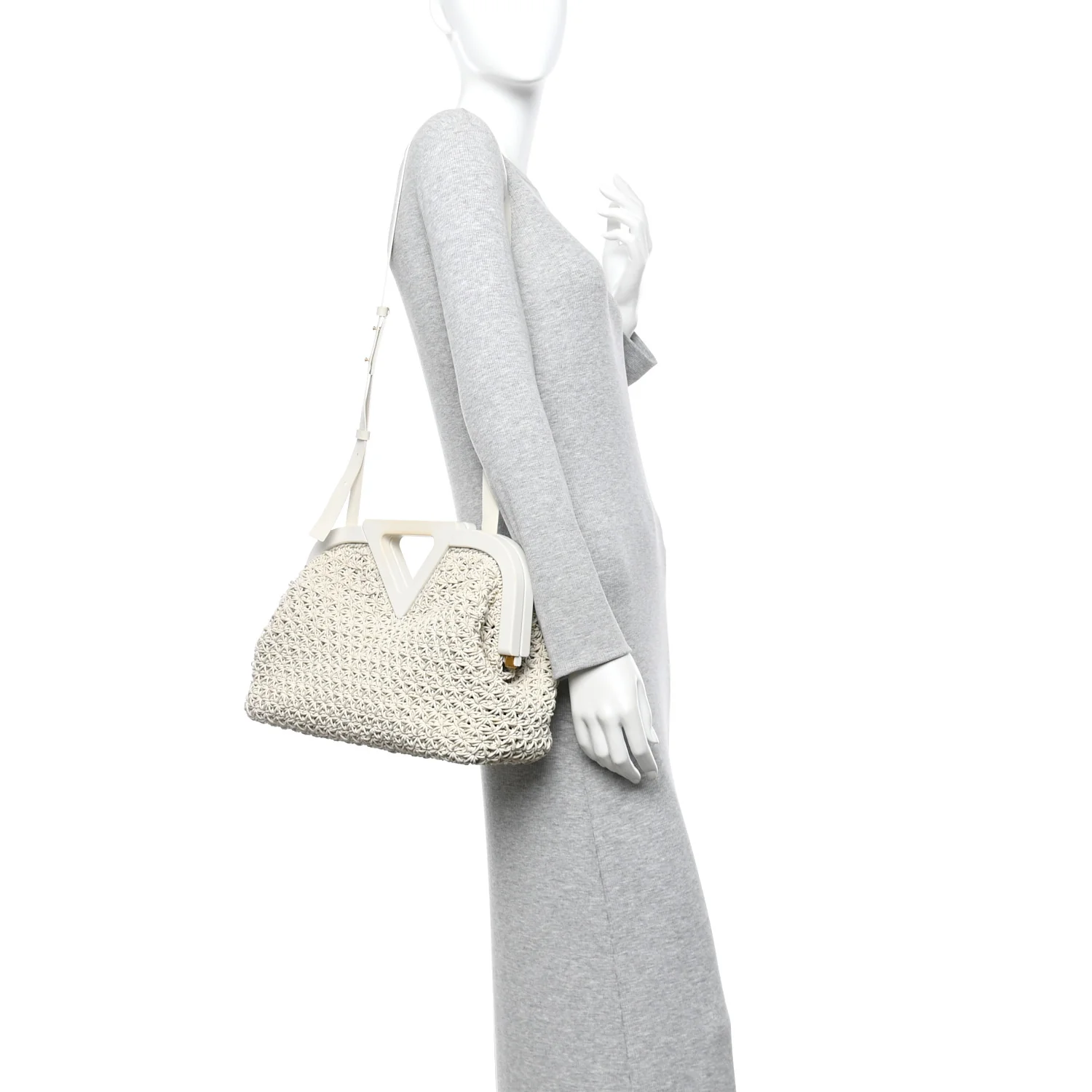 Rubber Crochet Medium The Point Triangle Bag Chalk - Image 2