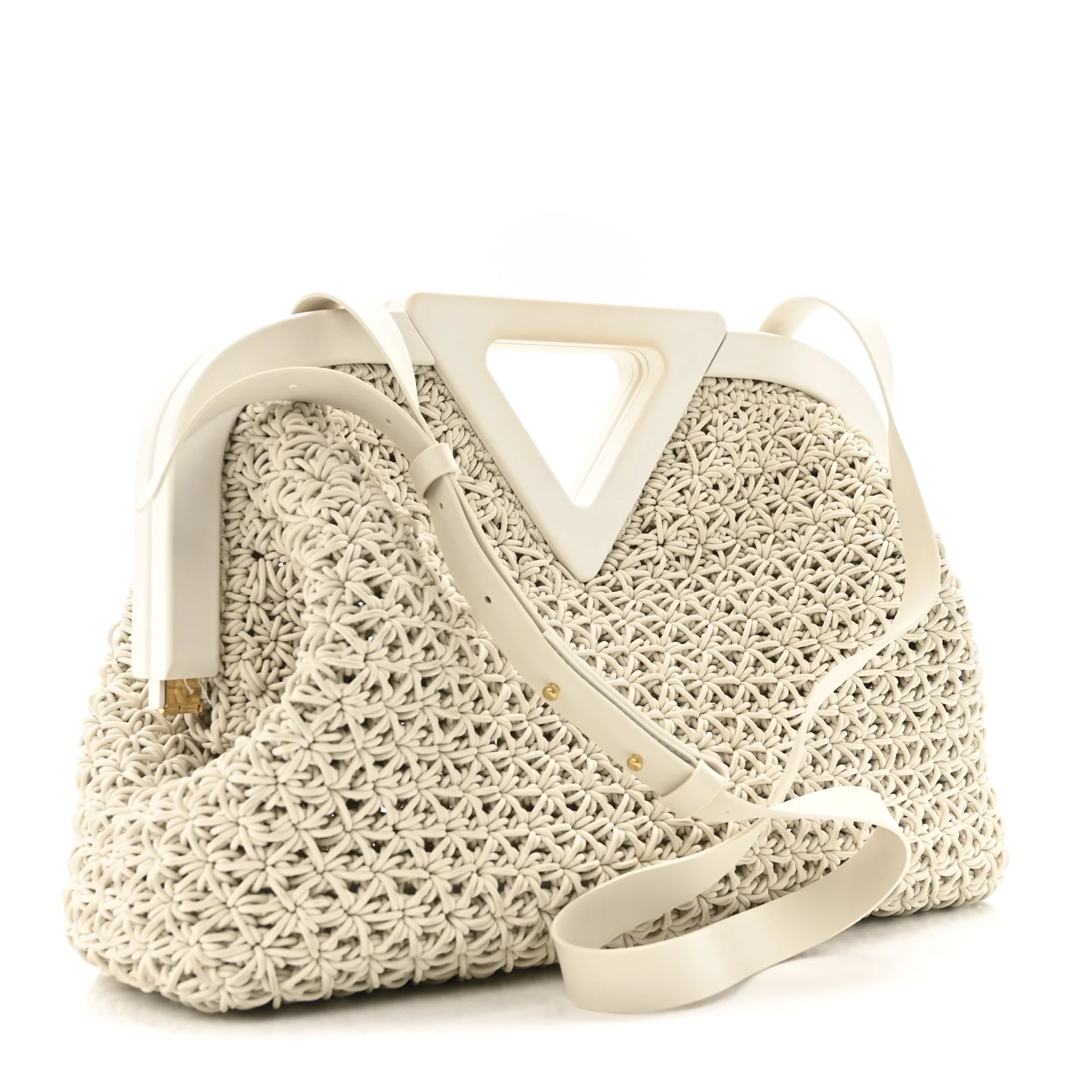 Rubber Crochet Medium The Point Triangle Bag Chalk - Image 3