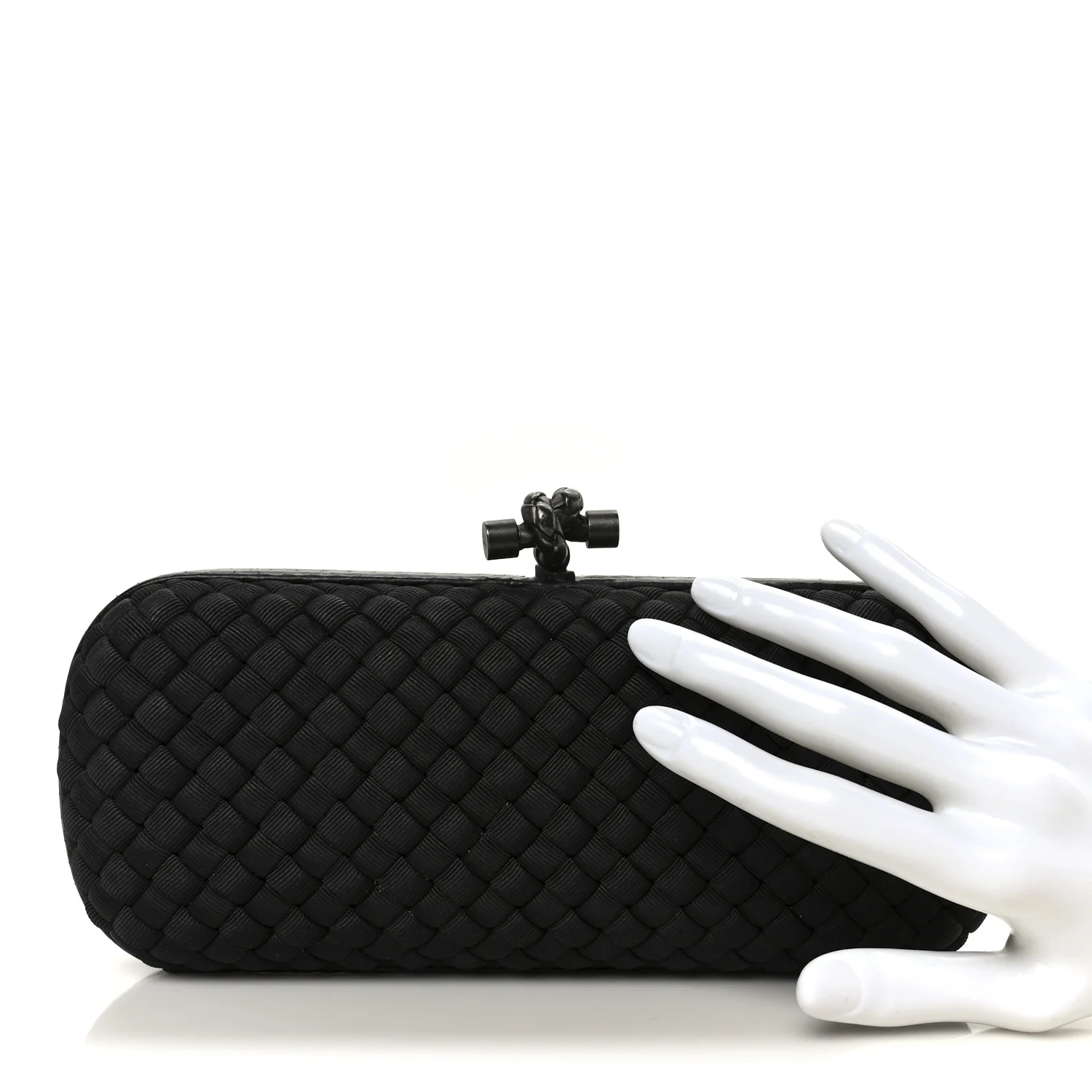 Satin Ayers Intreccio Impero Stretch Knot Clutch Black - Image 2