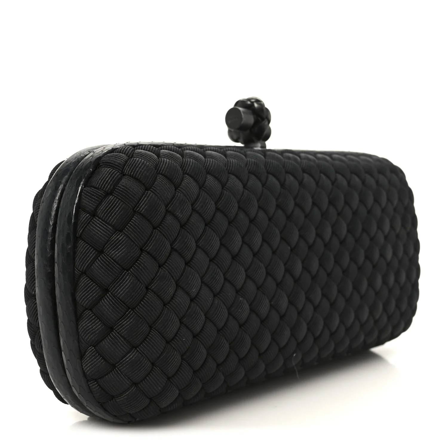 Satin Ayers Intreccio Impero Stretch Knot Clutch Black - Image 3