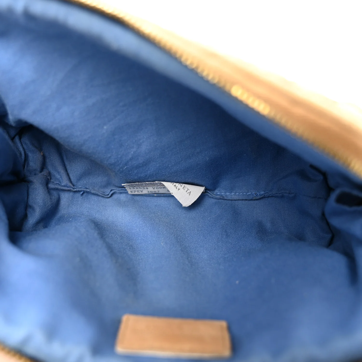 Satin Intrecciato Small Cosmetic Pouch Camel - Image 5