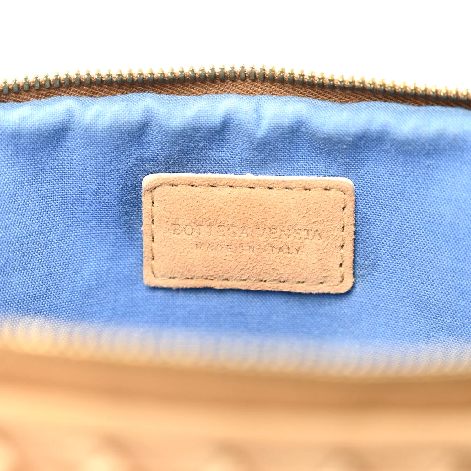 Satin Intrecciato Small Cosmetic Pouch Camel - Image 6