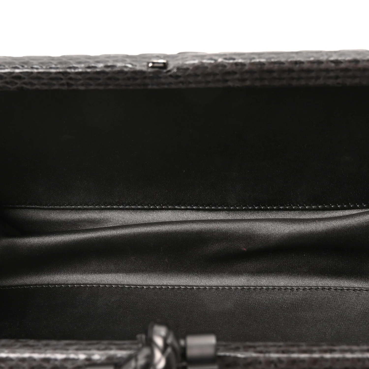 Satin Snakeskin Intrecciato Stretch Knot Clutch Ardoise - Image 5