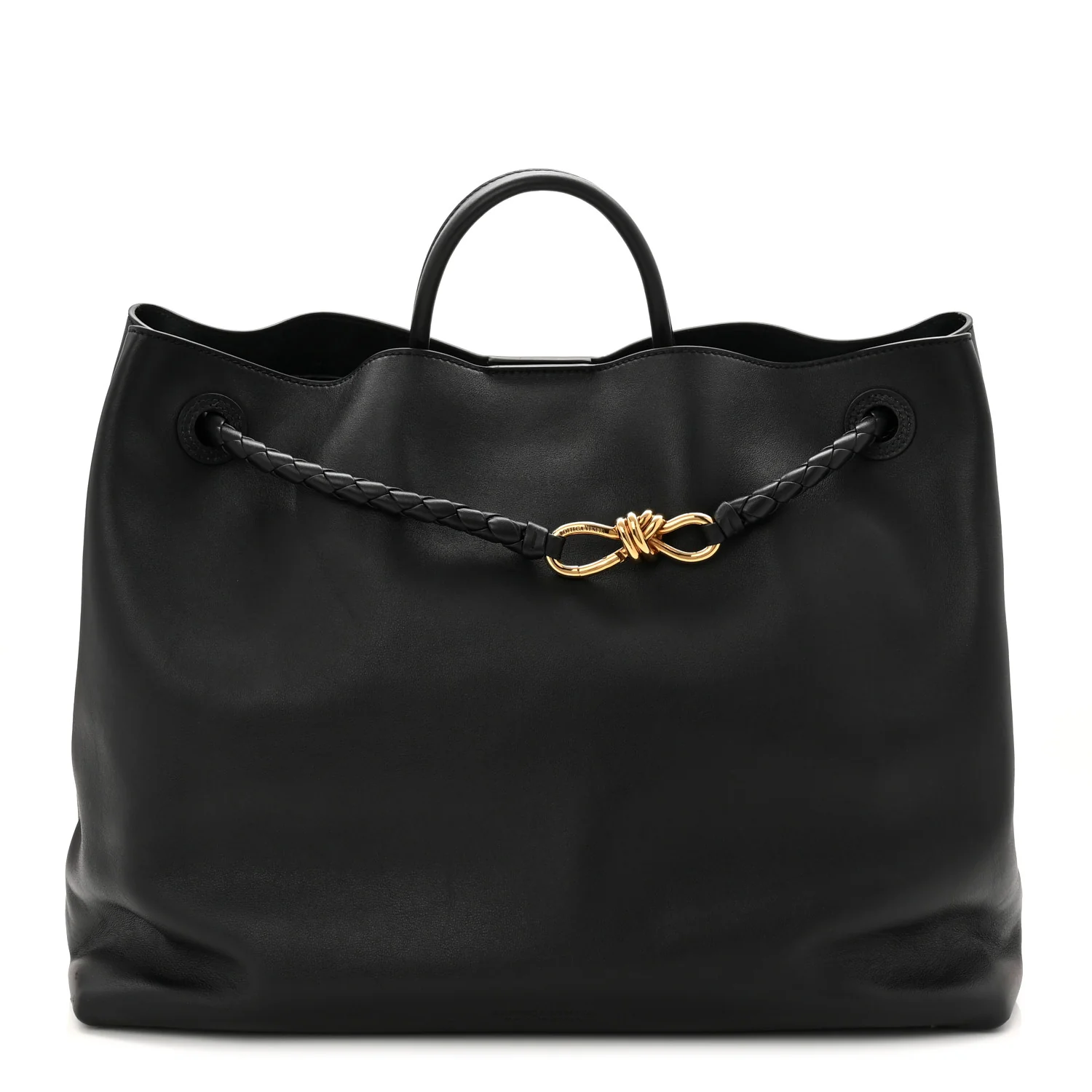 Silky Calfskin Large Andiamo Shoulder Bag Black