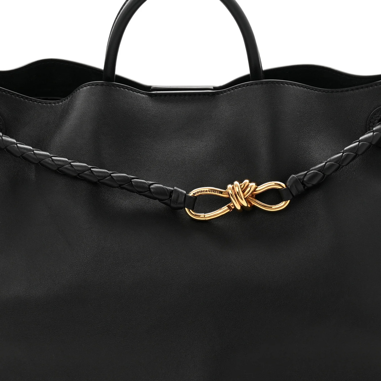 Silky Calfskin Large Andiamo Shoulder Bag Black - Image 7