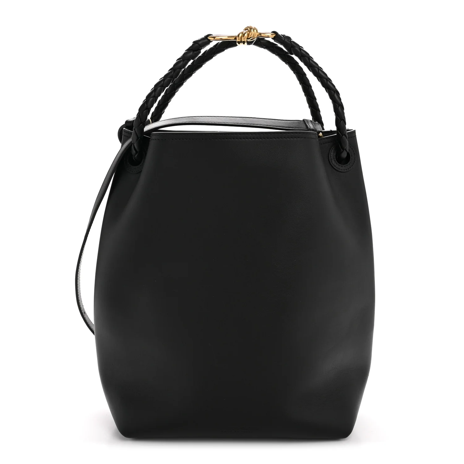 Silky Calfskin Small Andiamo Bucket Bag Black