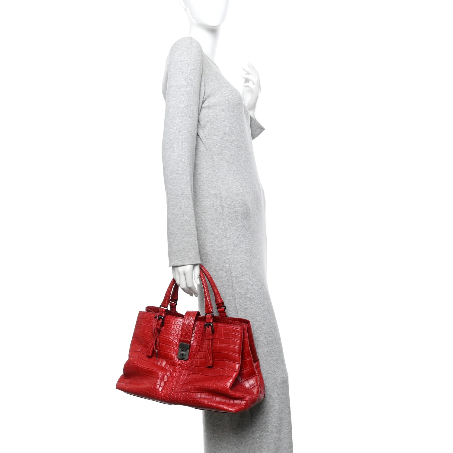 Soft Crocodile Fume Medium Roma Tote Blood - Image 2
