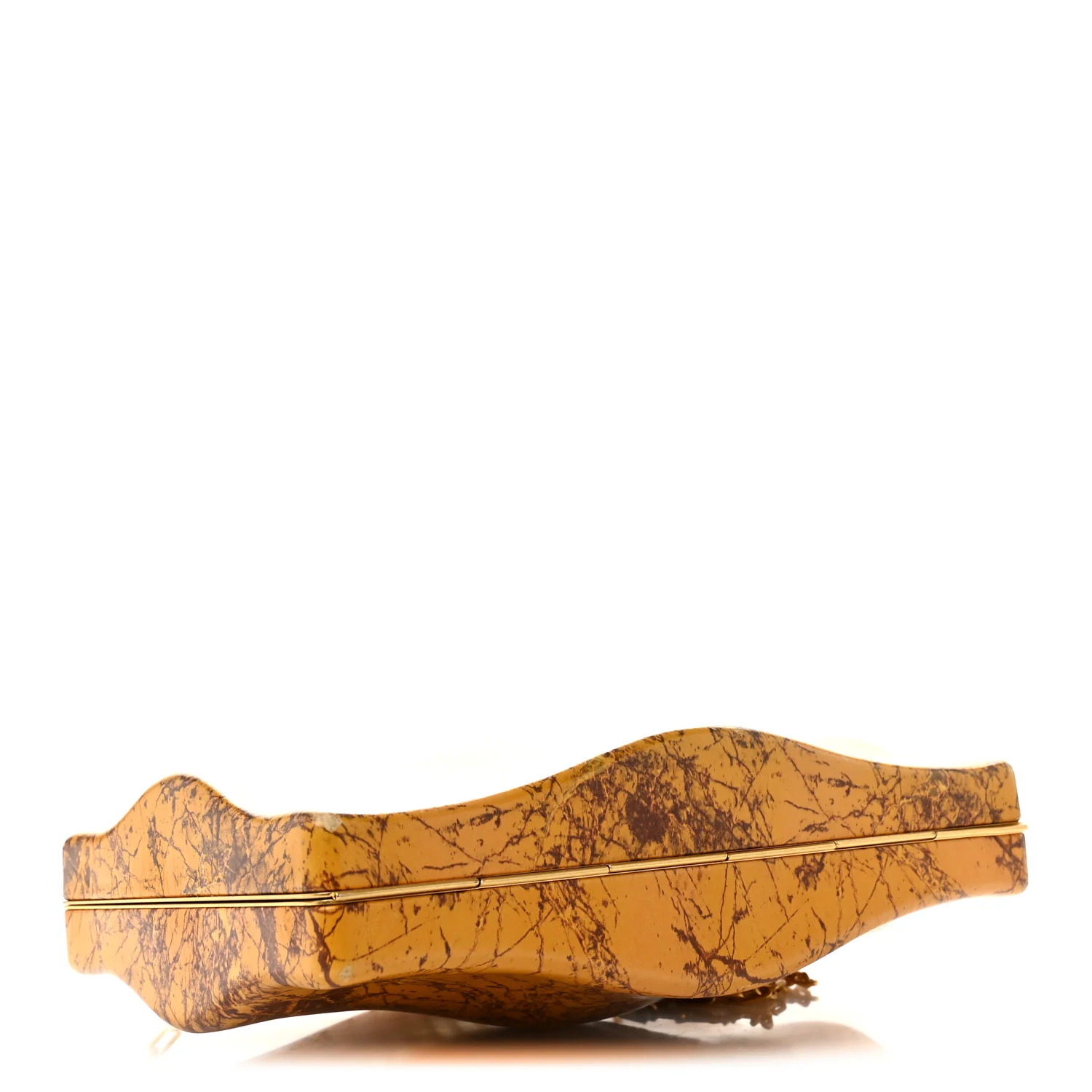 Spazzolato Calfskin Chain Clutch Gold Marble - Image 4