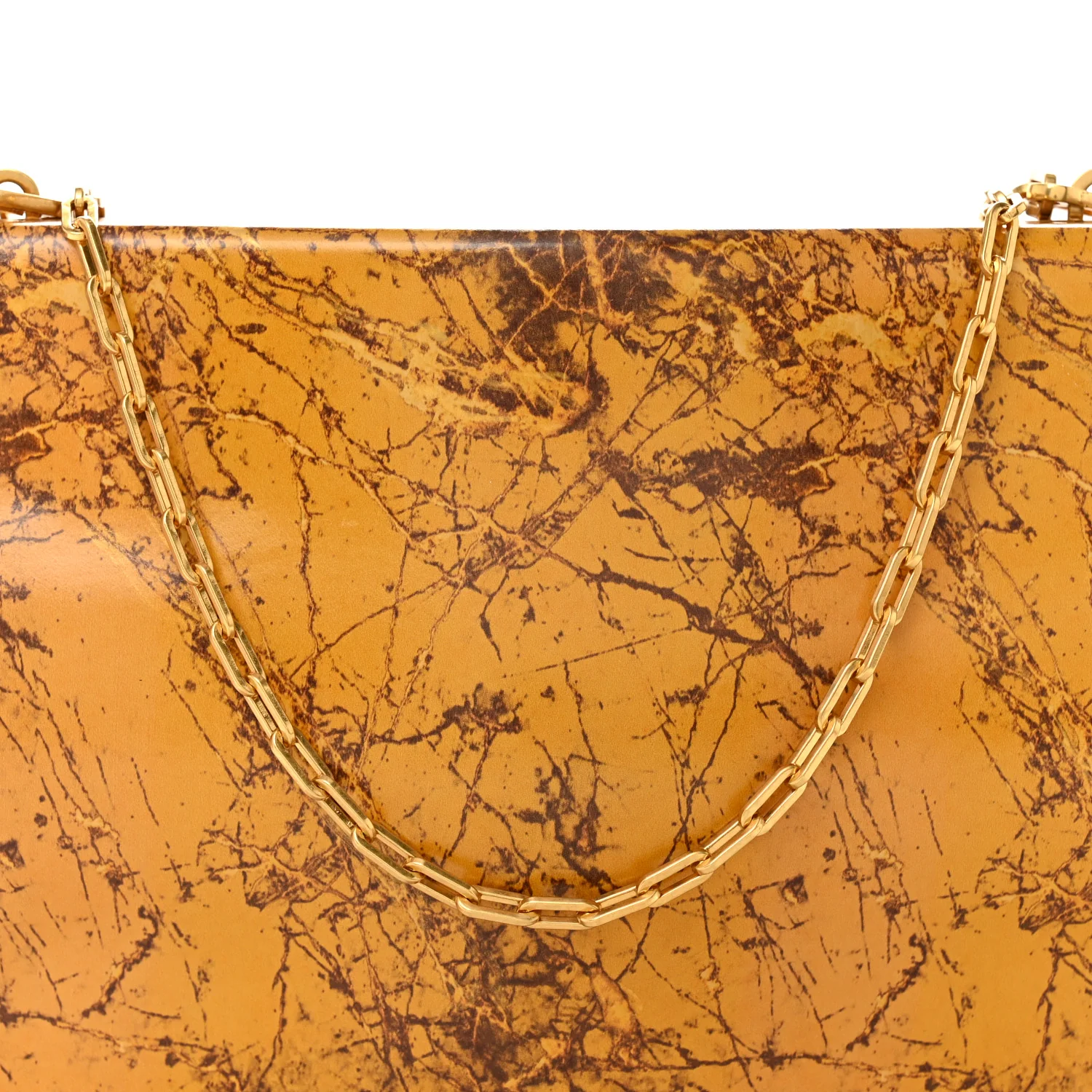 Spazzolato Calfskin Chain Clutch Gold Marble - Image 7